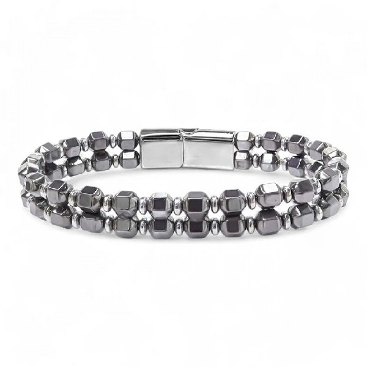 Moncuk Design Çelik Halatlı Elmas Kesim Hematit Ayarlanabilir Bileklik 33512B20D2