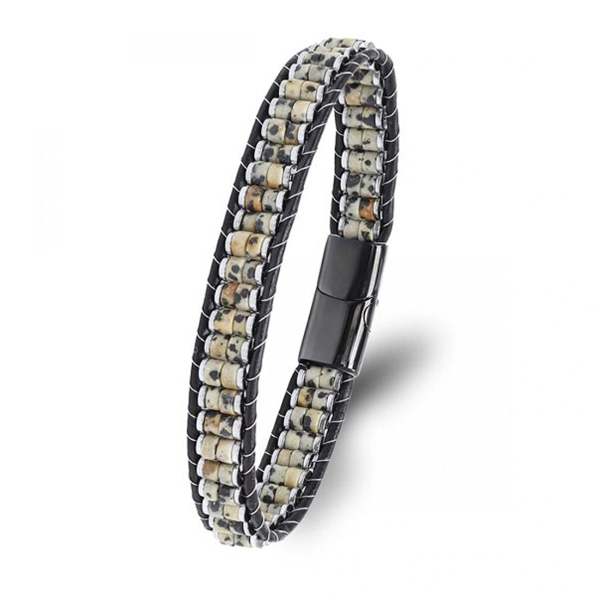 Moncuk Design Dalmaçya Jasper & Hematit Çelik Örgülü Deri Bileklik 33512B22D3