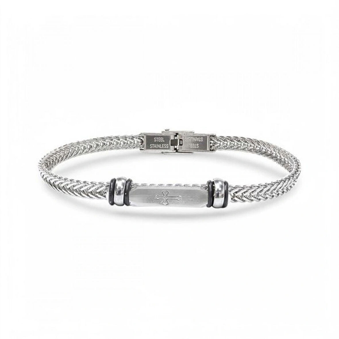 Moncuk Design Gothic Cross Çelik Hasır Örgülü Ayarlanabilir Bileklik 33511G5D2M