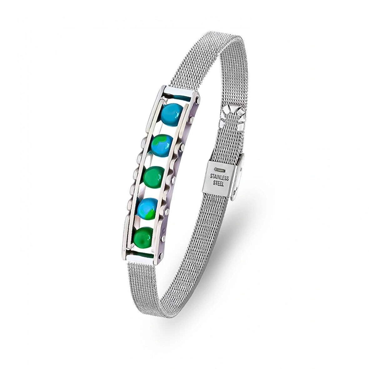 Moncuk Design Yeşil Akik Ve Paslanmaz Çelik Bileklik 33512B23D2