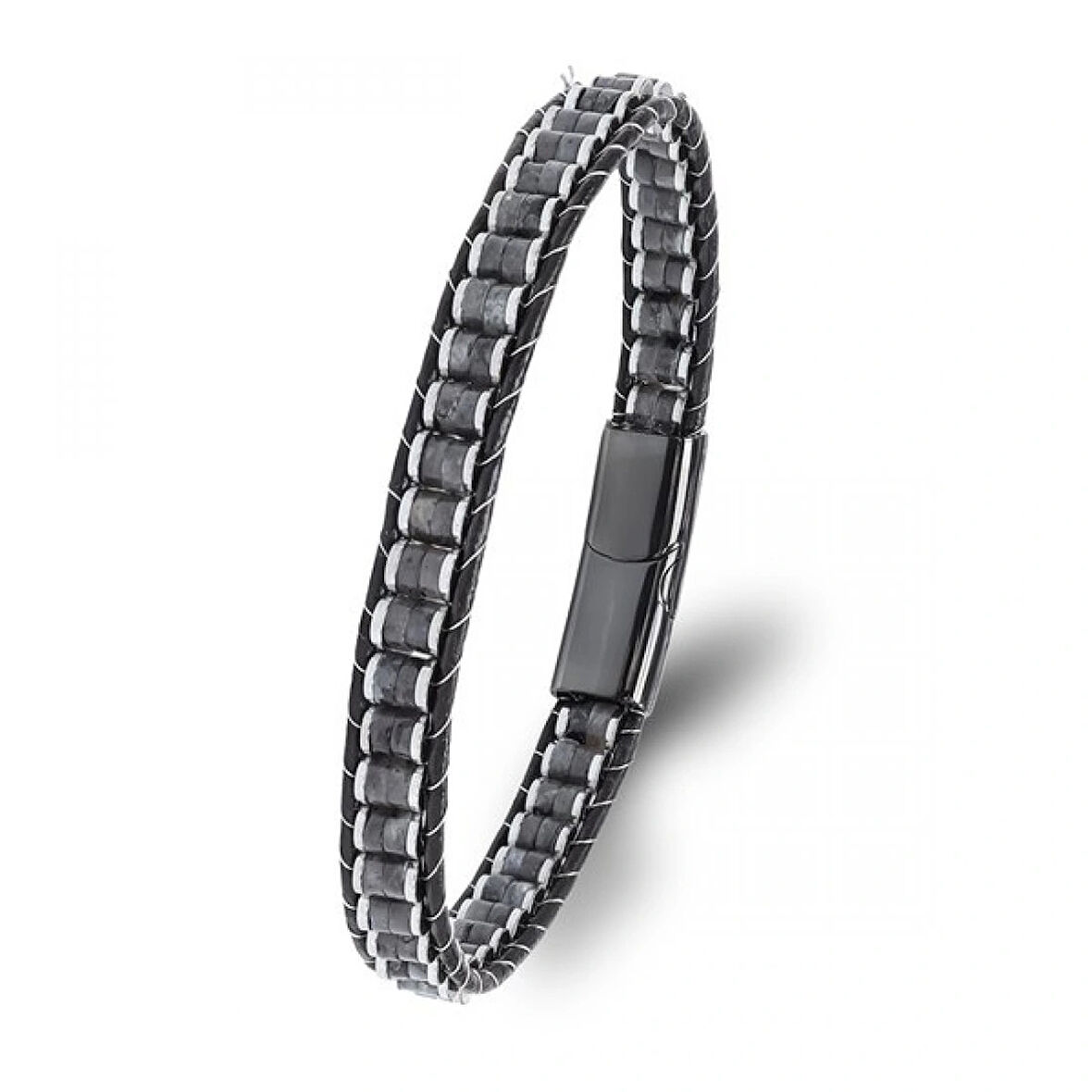 Moncuk Design Spektrolit & Hematit Çelik Örgülü Deri Bileklik 33512B22D9