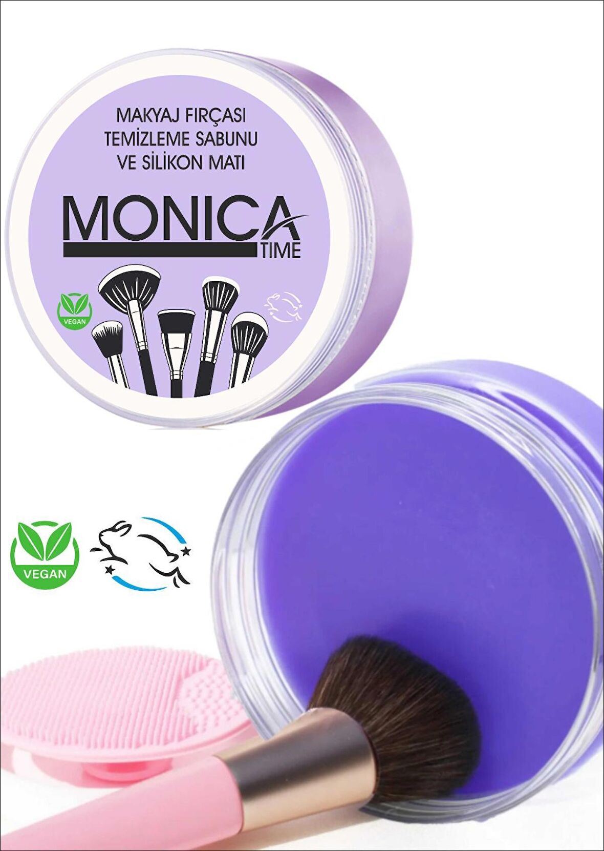 MONİCATIME MAKYAJ FIRÇASI TEMİZLEME SABUNU VE SİLİKON MATI 70 GR