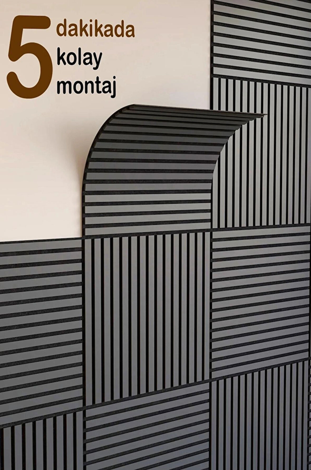 WİNFLEX MİNİ EKO AKUSTİK AHŞAP PANEL  ANTRASİT GRİ- 60X60CM
