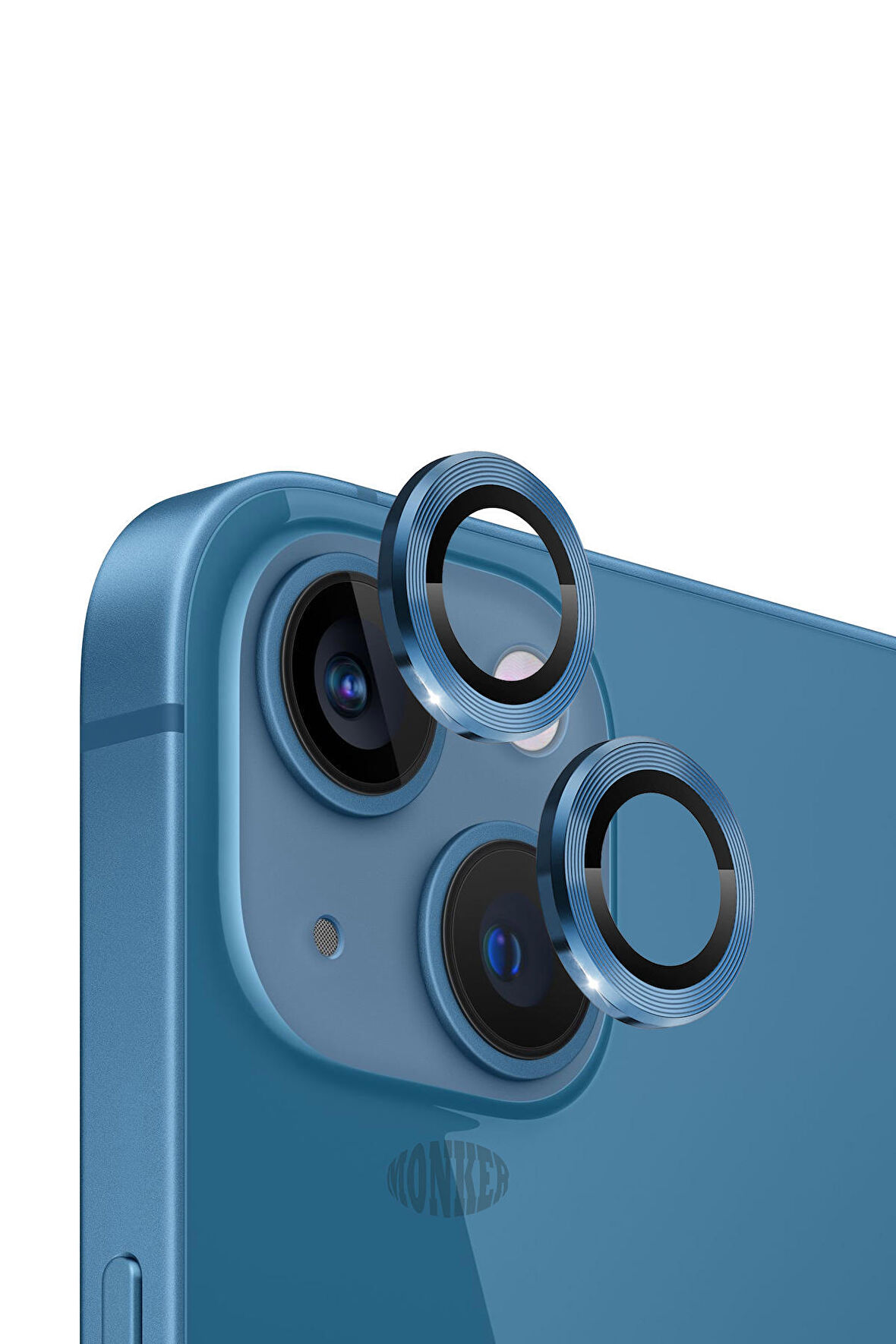 Monker iPhone 13 Mavi Uyumlu Kamera Koruyucu Cam Mavi Lens Mercek Koruyucu