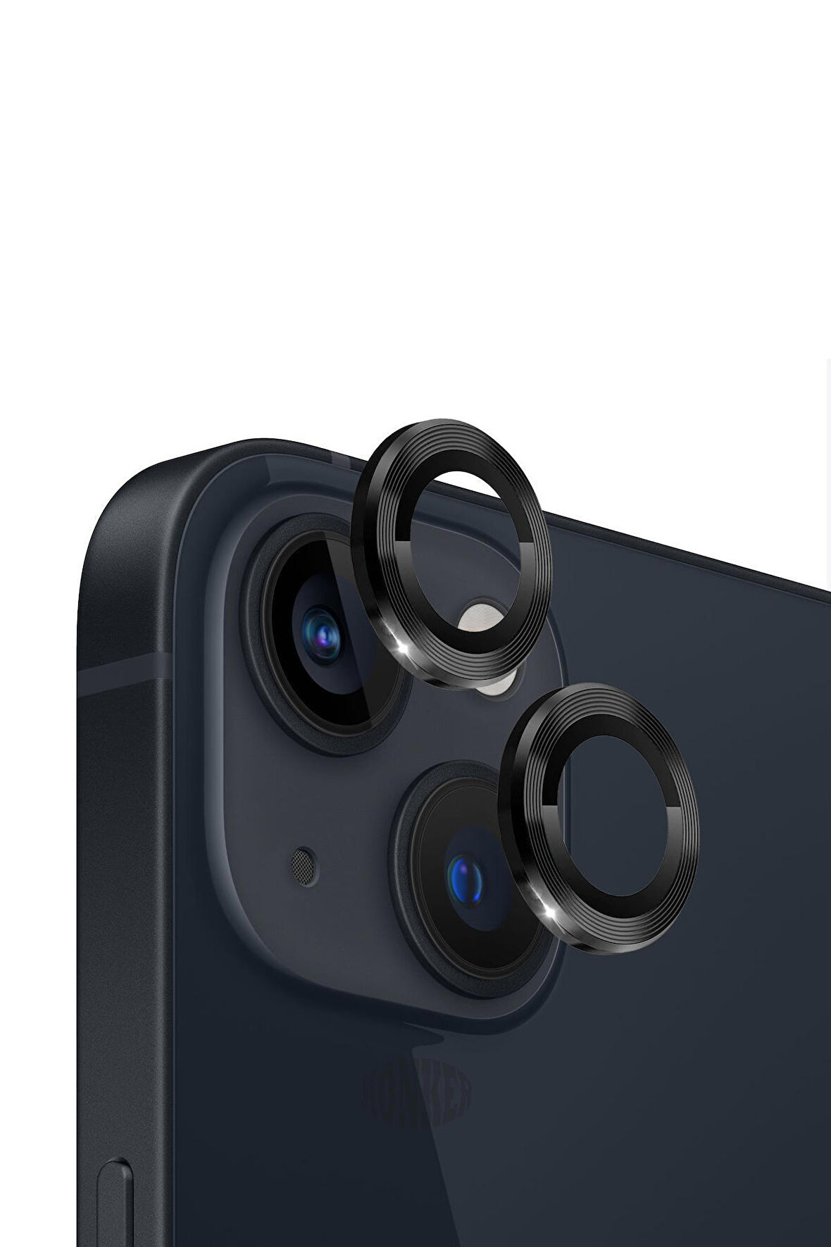 Monker iPhone 13 Gece Yarısı Uyumlu Kamera Koruyucu Cam Siyah Lens Mercek Koruyucu