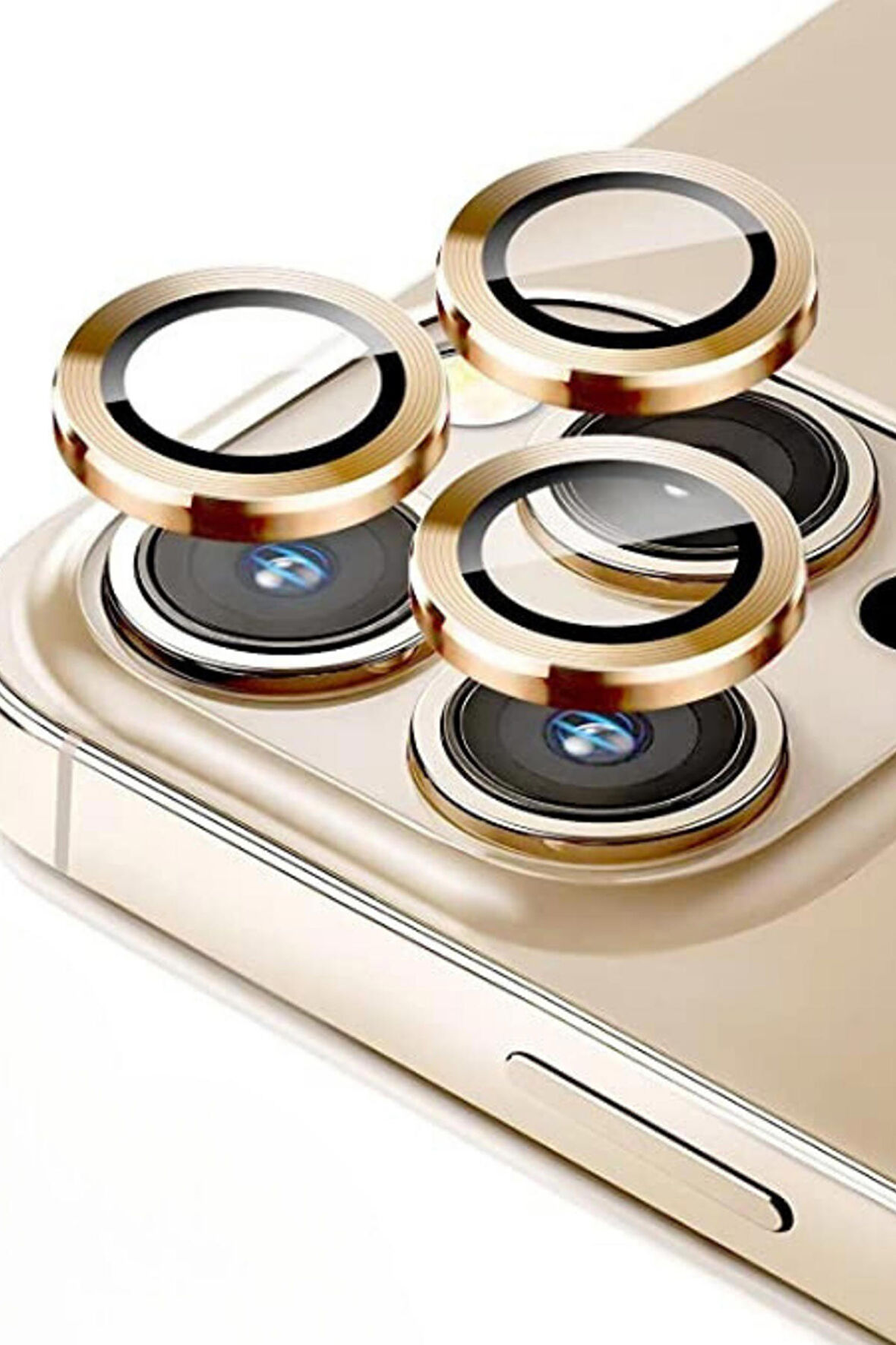 Monker iPhone 13 Pro Max Gold Uyumlu Kamera Koruyucu Cam Altın Lens Mercek Koruyucu