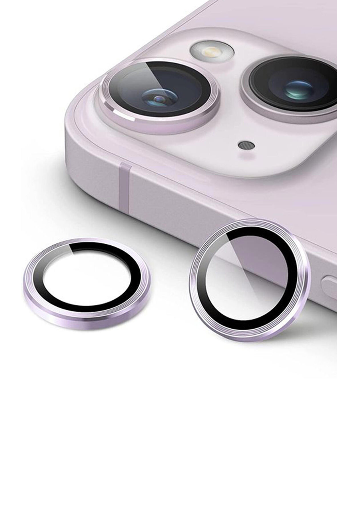 Monker iPhone 14 Uyumlu Mor Kamera Koruyucu Cam Lens Koruyucu Kılıf Kamera Koruması