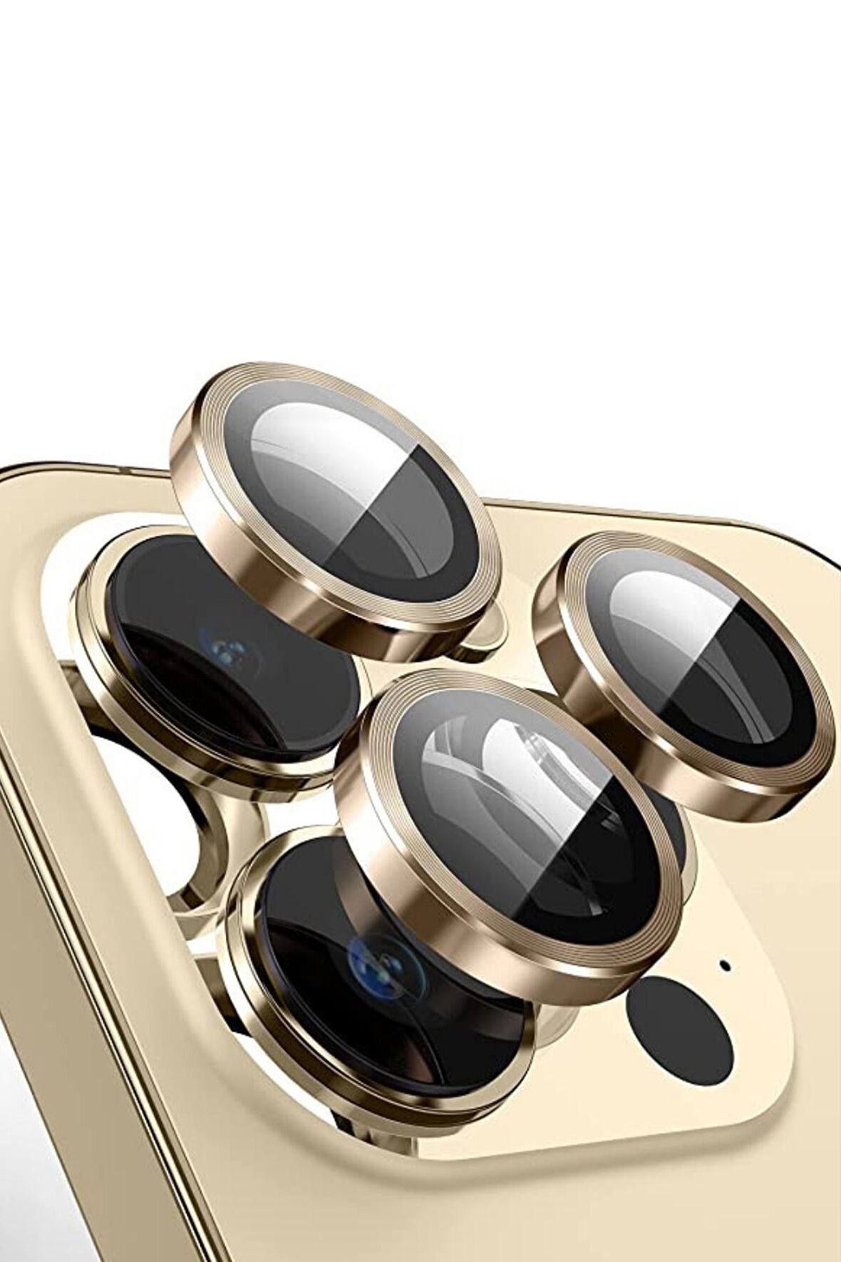 Monker iPhone 14 Pro Max Altın Uyumlu Kamera Koruyucu Cam Gold Lens Mercek Koruyucu