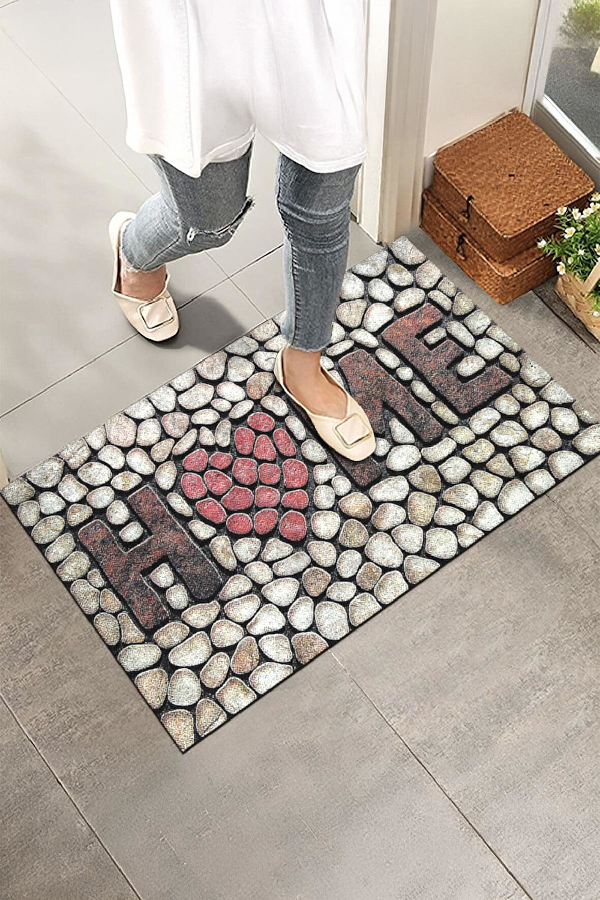 Monnhein Kapı Önü Paspası - Modern ve Şık Kapı Paspası | Ev, Ofis ve Dış Mekân Kullanımı İçin (Doğal Taş Görünümlü)