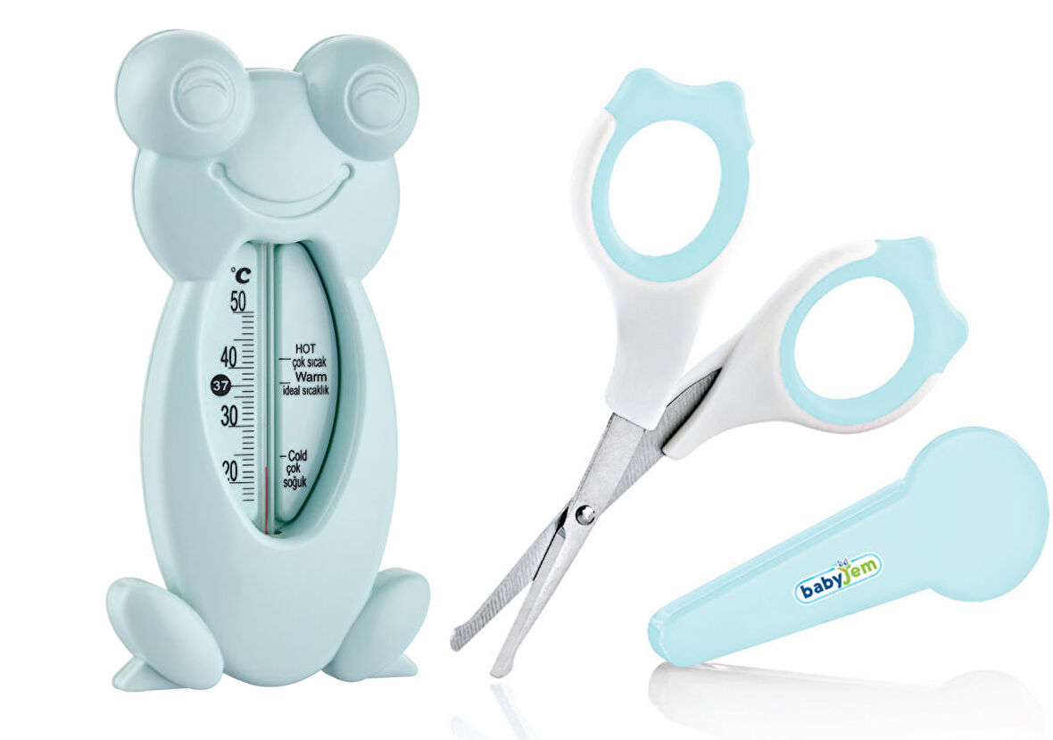 Babyjem 2'Li Bebek Banyo Seti (Banyo Termometresi+Kapaklı Makas)