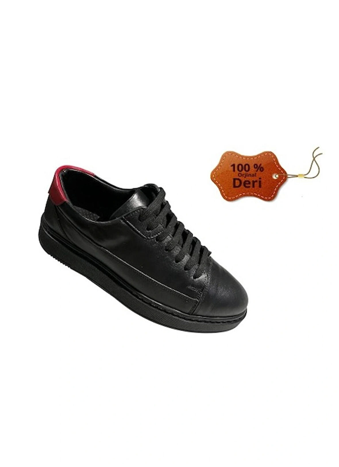 JS Erkek % 100 Hakiki Deri , Sneaker Ortapedik Ayakkabı Casual Siyah