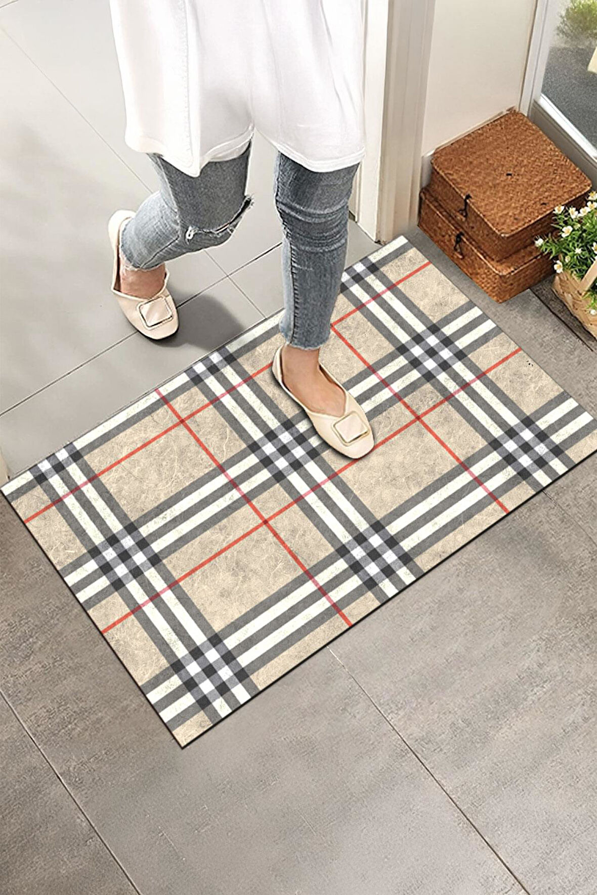 Monnhein Kapı Önü Paspası - Modern ve Şık Kapı Paspası | Ev, Ofis ve Dış Mekân Kullanımı İçin (Ekose)