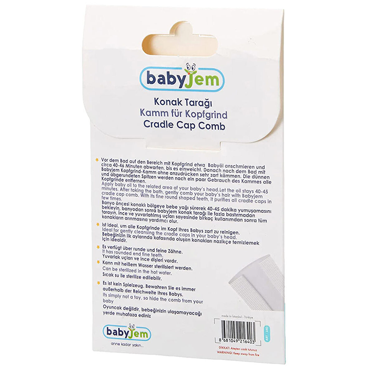 Babyjem 3 Lü Bebek Bakım Seti (Konak Tarağı+Doğal Fırça Tarak+Tırnak Makası)