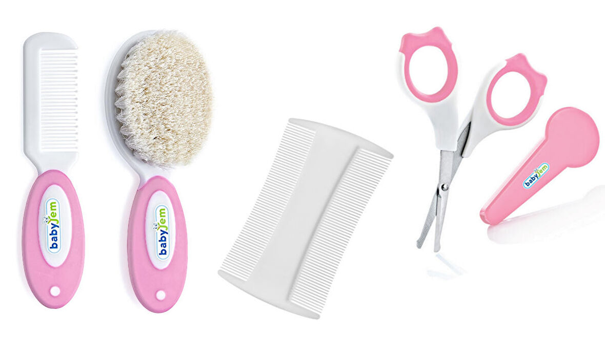 Babyjem 3 Lü Bebek Bakım Seti (Konak Tarağı+Doğal Fırça Tarak+Tırnak Makası)