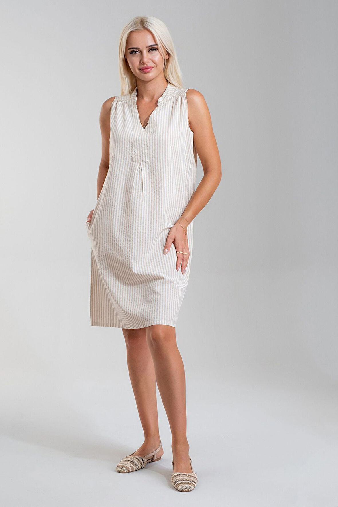 Bold & Young Cepli Yıkanmış Pamuk Likralı Elbise