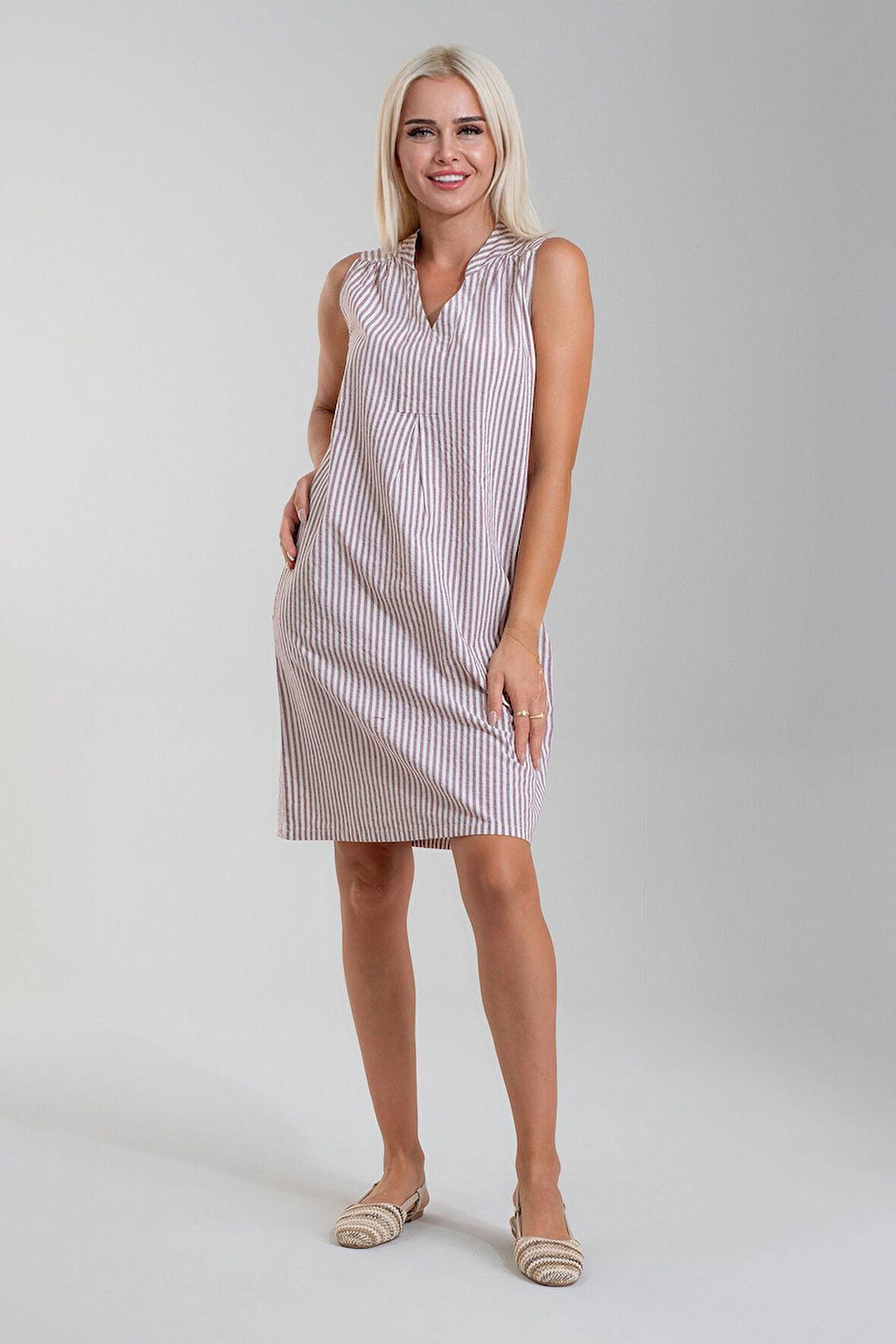 Bold & Young Cepli Yıkanmış Pamuk Likralı Elbise