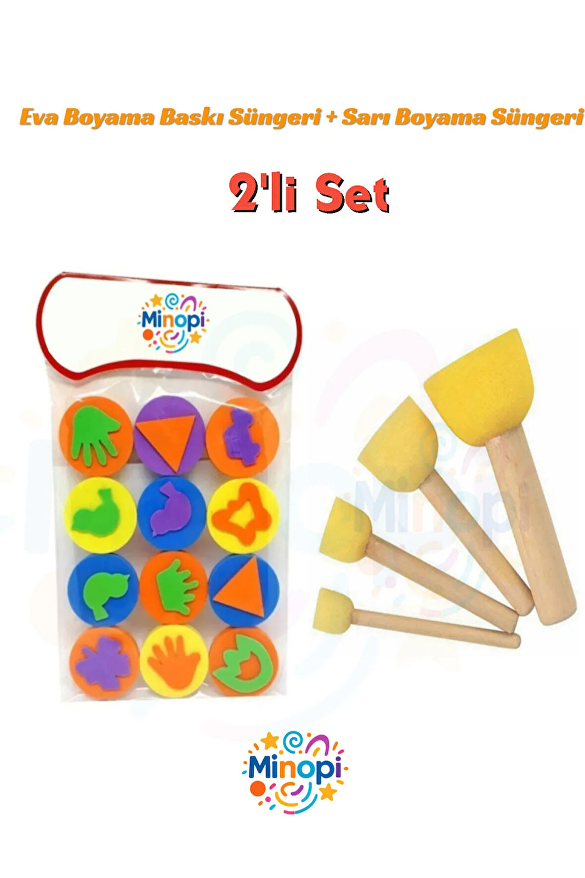 12'li Sünger Eva Baskı Ve Ponpon Sünger Fırça Boyama Hobi Etkinlik Sanat