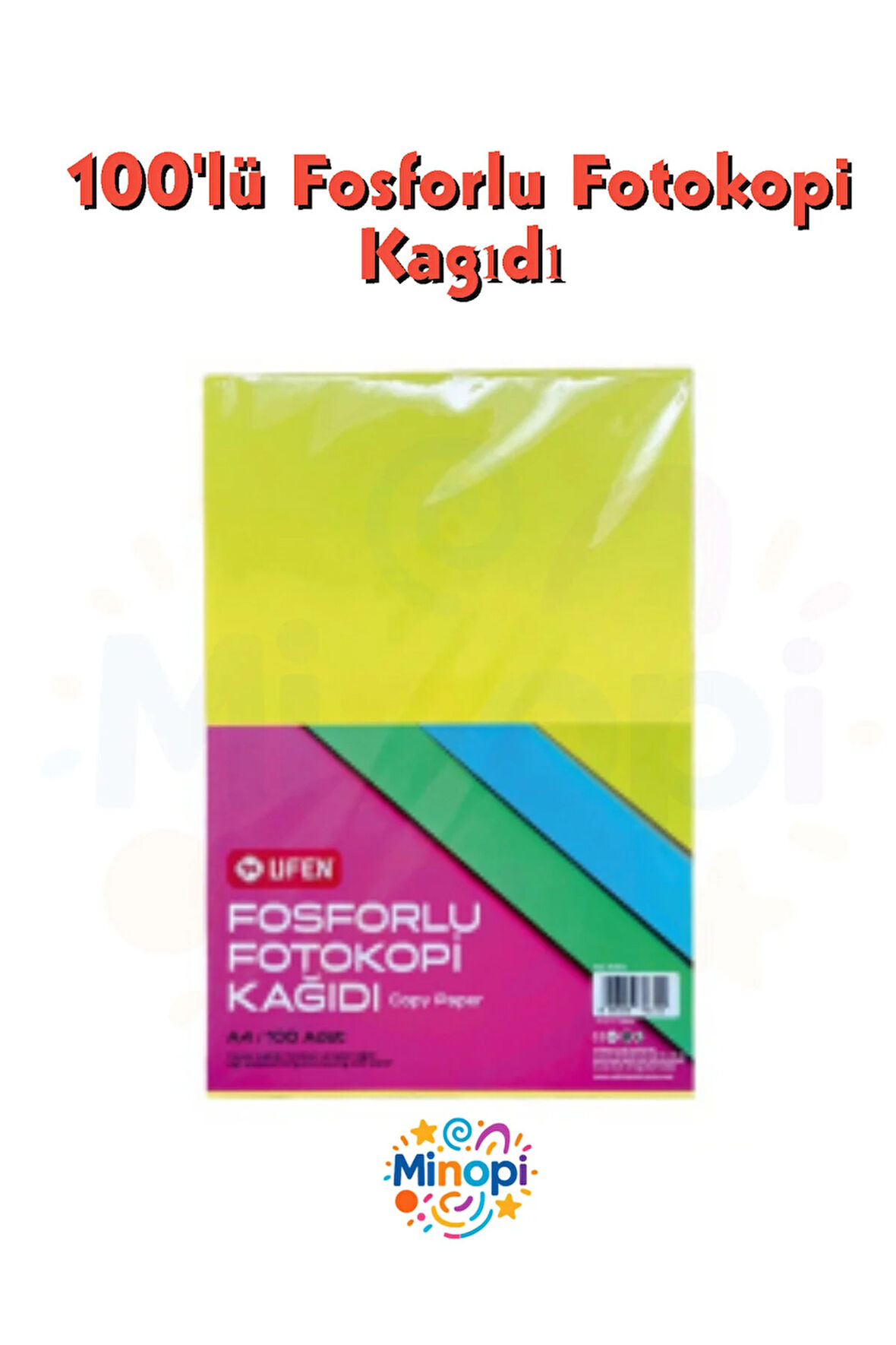 A4 Fosforlu Fotokopi Kağıdı 100'lü Paket Karışık Renk Copy Paper