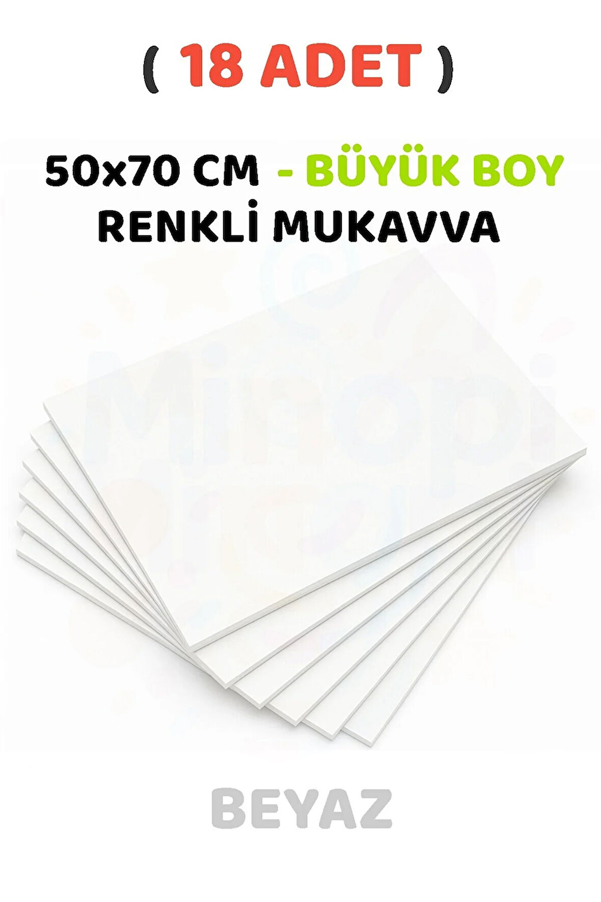 Beyaz Renkli Mukavva 18 Adet 50x70 cm Sert Karton Mukavva
