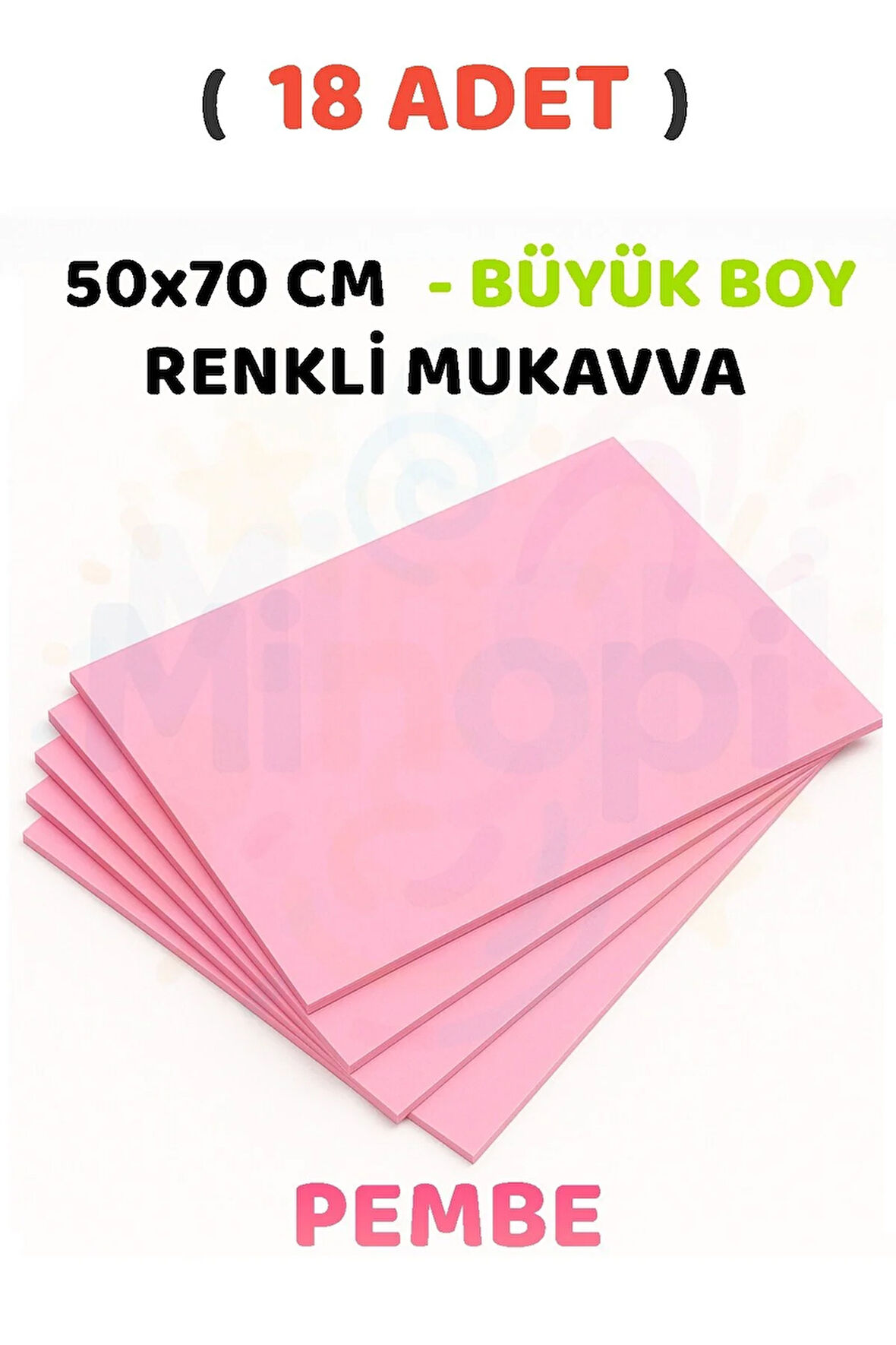 Fuşya Renkli Mukavva 18 Adet 50x70 cm Sert Karton Mukavva