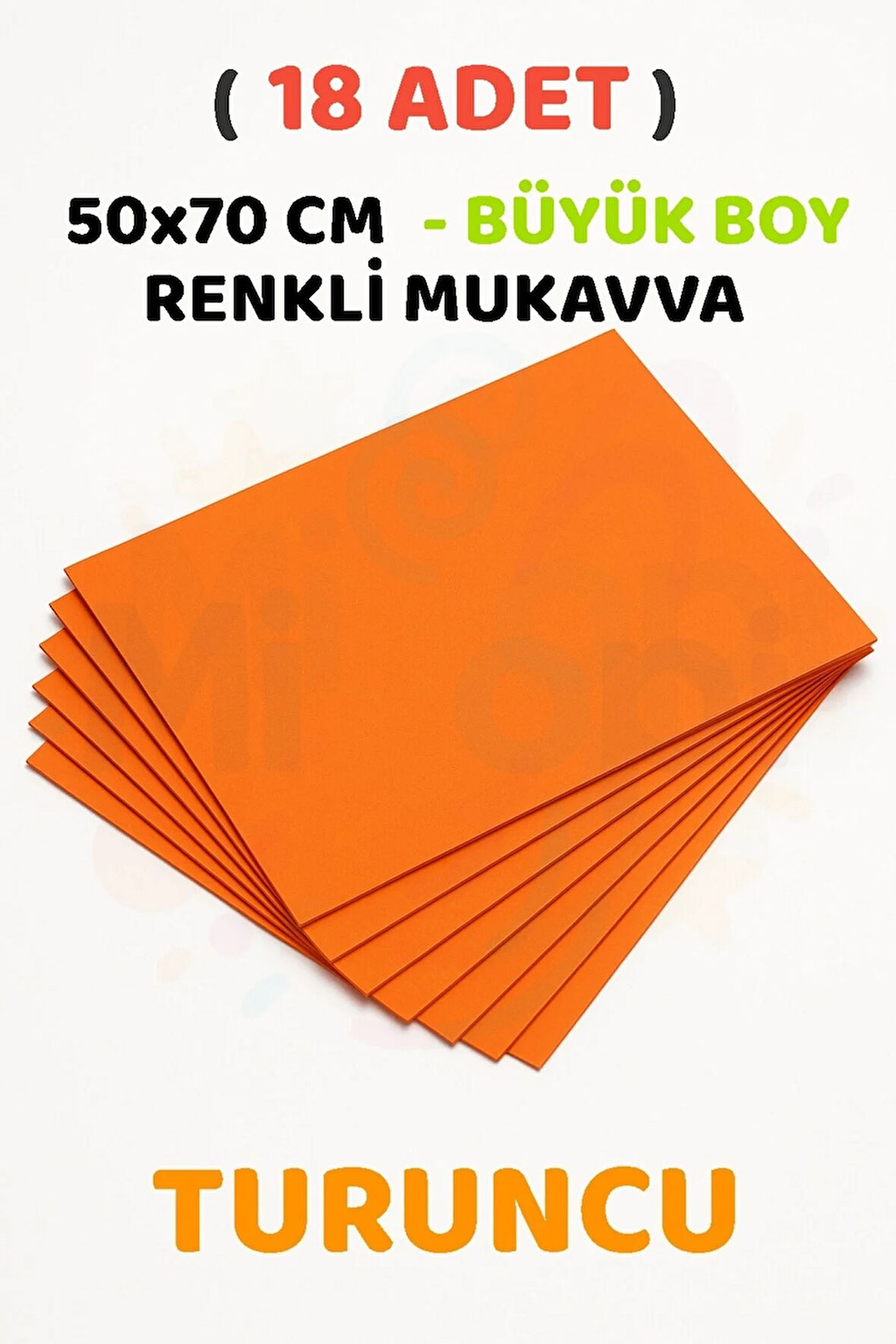 Turuncu Renkli Mukavva 18 Adet 50x70 cm Sert Karton Mukavva