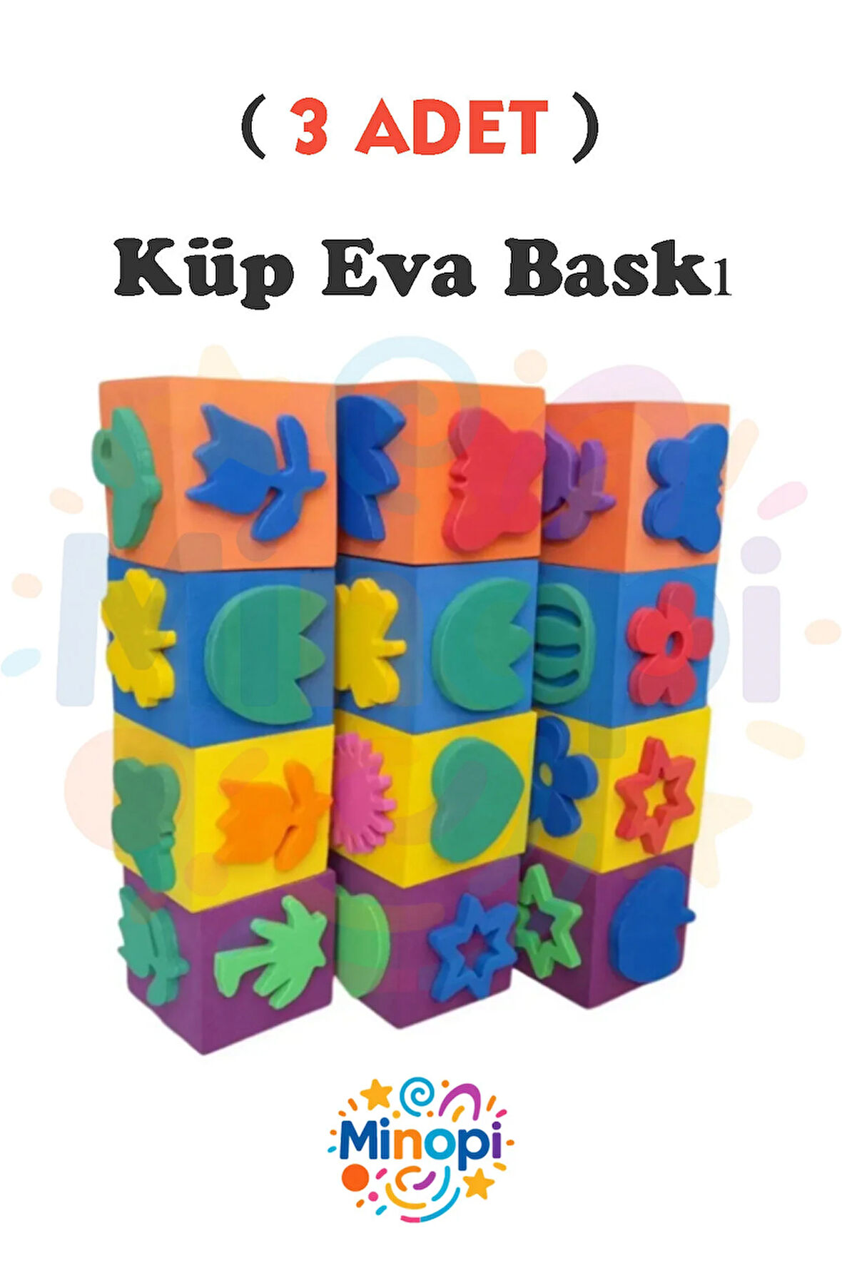 ( 3 Adet ) Sünger Baskı Eva Küp Boyama Süngeri Şekilli Süngerler 5x5 cm