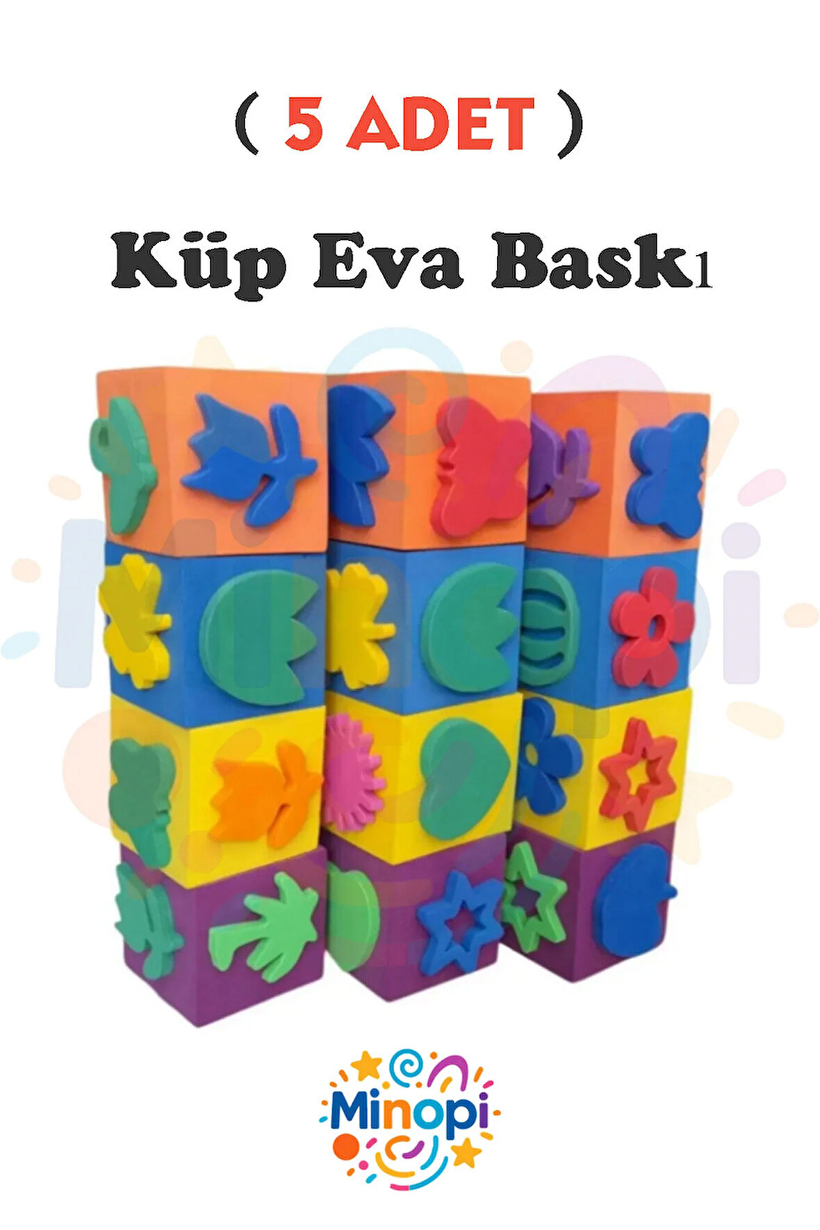 ( 5 Adet ) Sünger Baskı Eva Küp Boyama Süngeri Şekilli Süngerler 5x5 cm