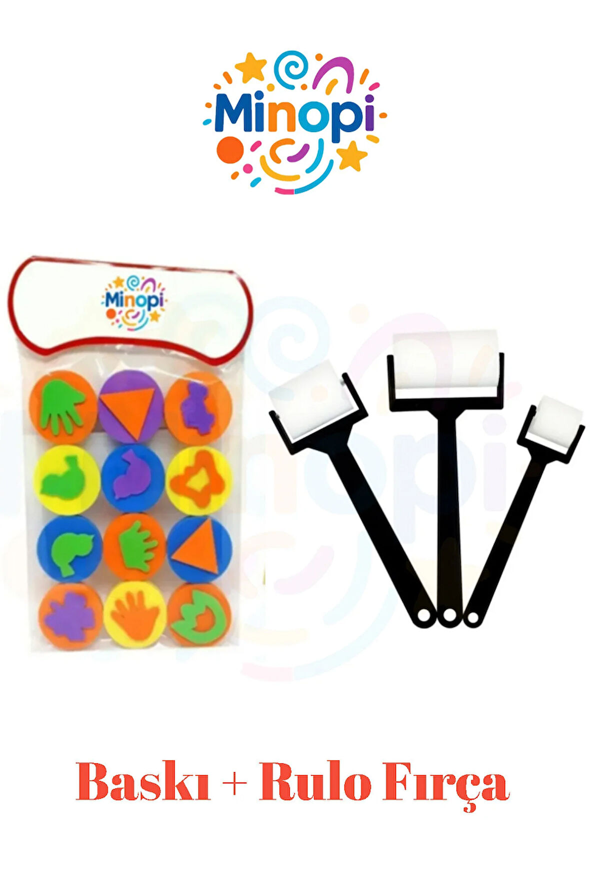 Eva Baskı Süngeri ve 3'lü Rulo Fırça Boyama Süngeri