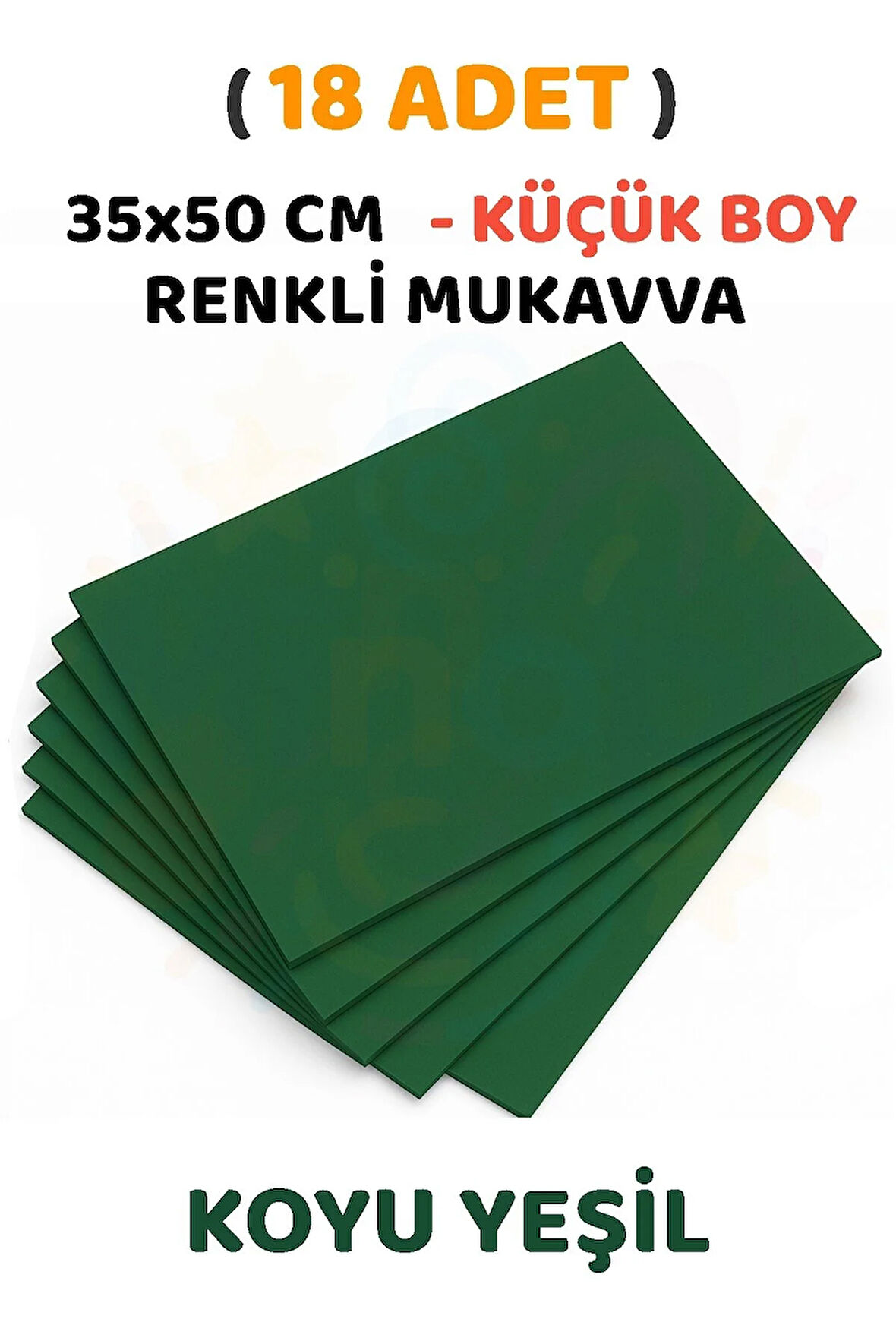 Yeşil Renkli Mukavva 18 Adet 35x50 cm Sert Karton Mukavva