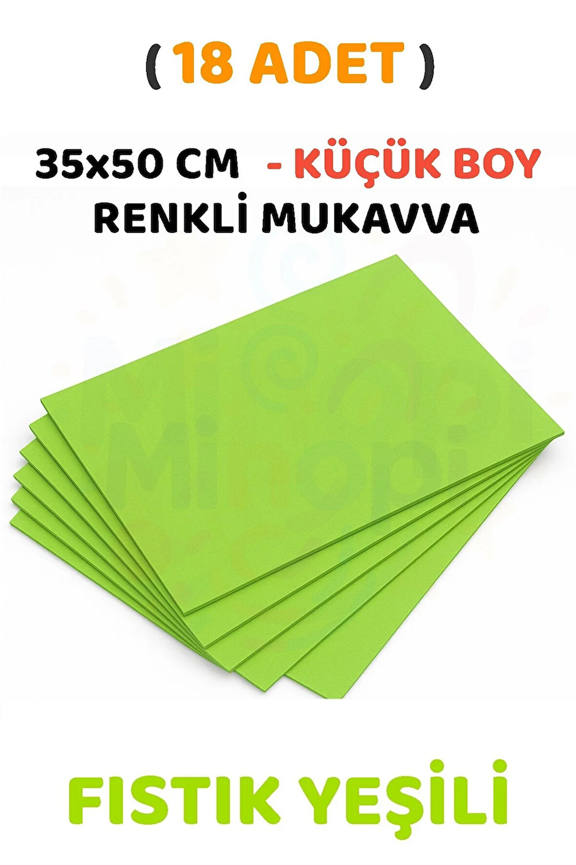 Yeşil Renkli Mukavva 18 Adet 35x50 cm Sert Karton Mukavva