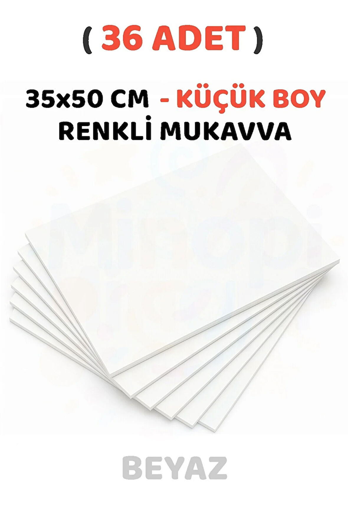 Beyaz Renkli Mukavva 36 Adet 35x50 cm Sert Karton Mukavva