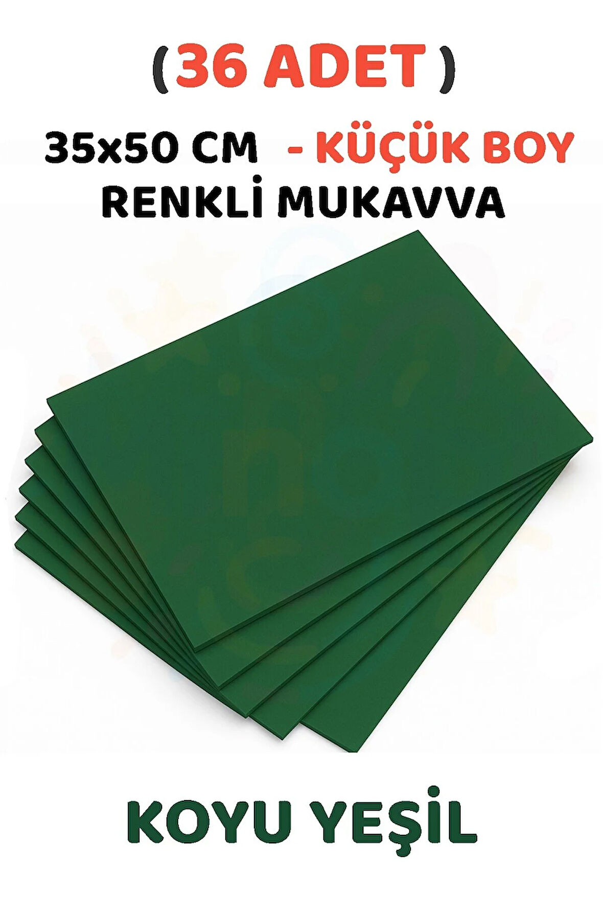 Koyu Yeşil Renkli Mukavva 36 Adet 35x50 cm Sert Karton Mukavva