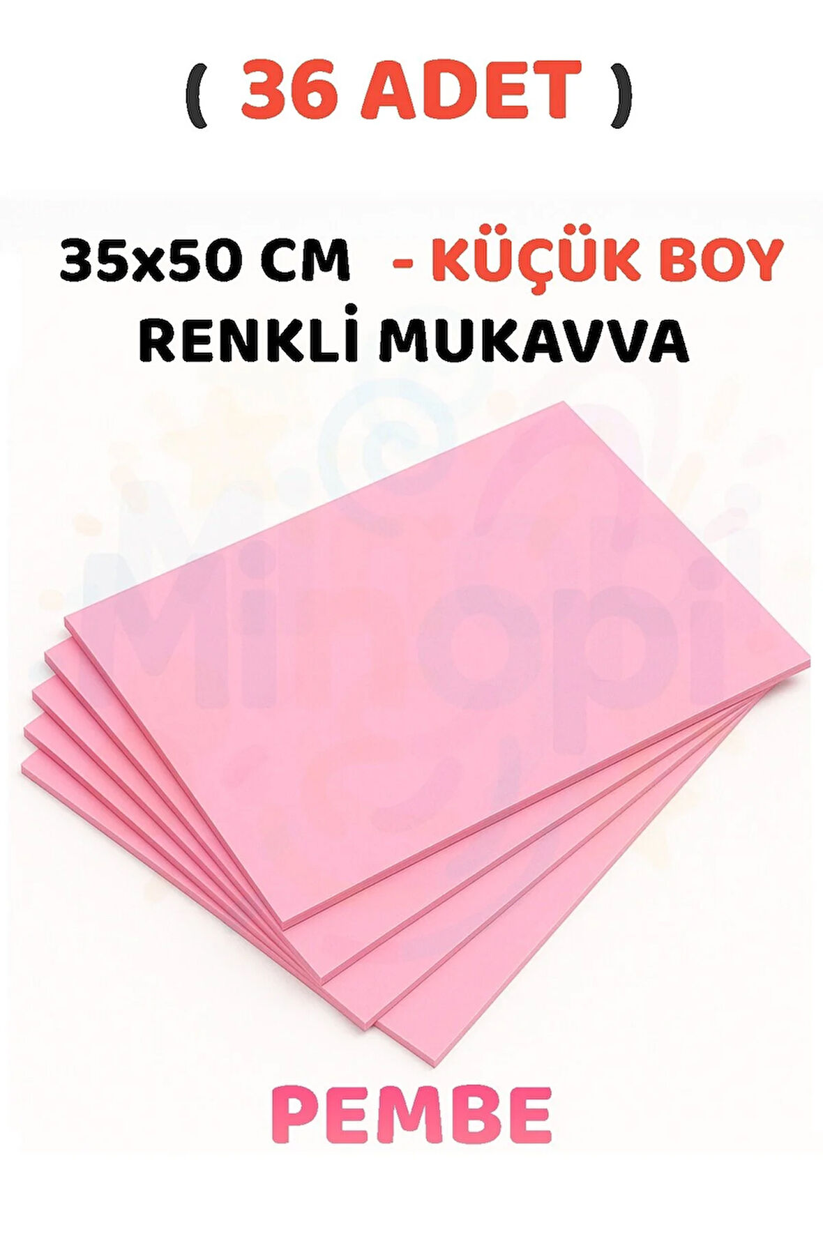 Pembe Renkli Mukavva 36 Adet 35x50 cm Sert Karton Mukavva
