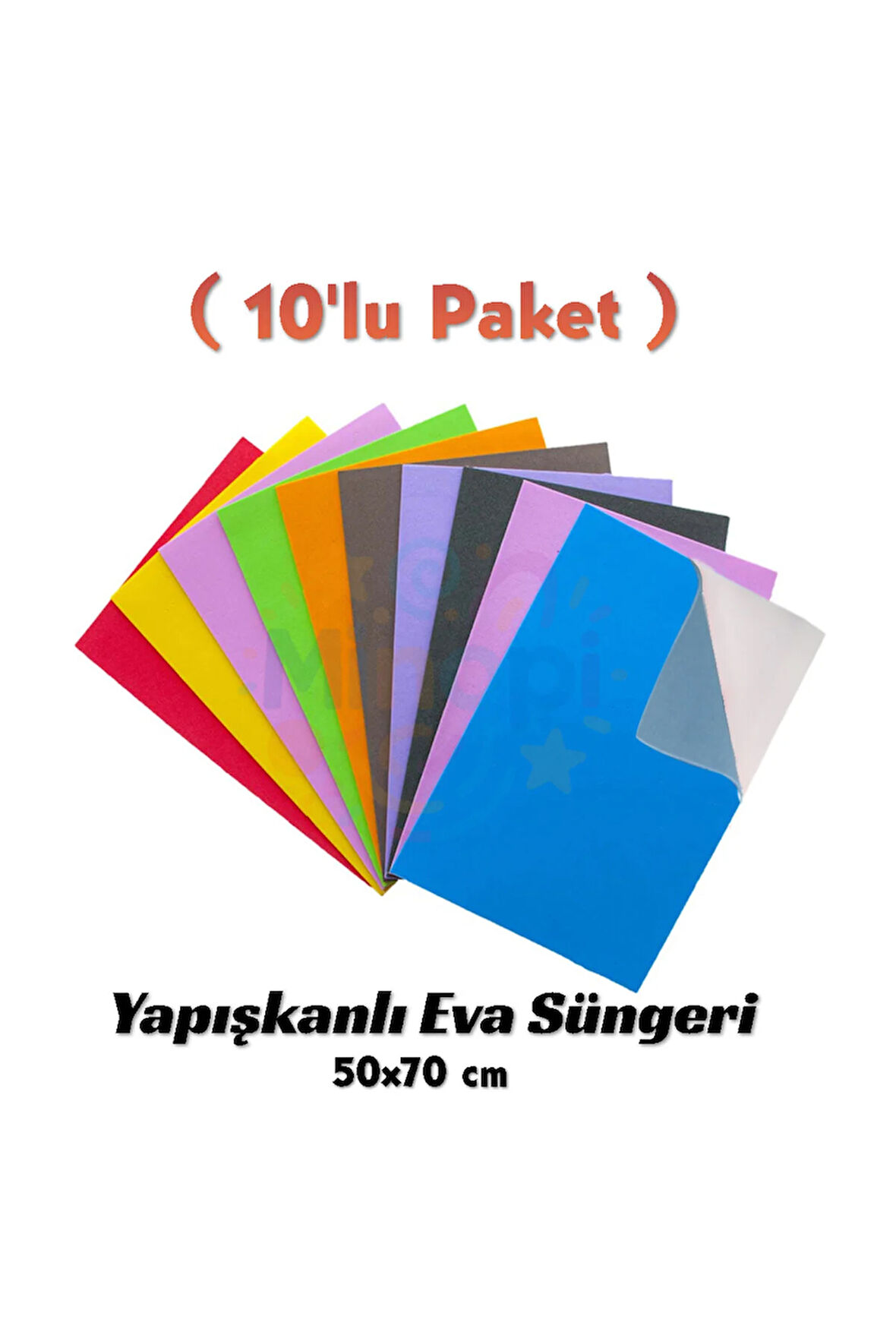 Karışık Renkli Yapışkanlı Eva Süngeri 50x70 cm 10'lu Paket 1.5 mm