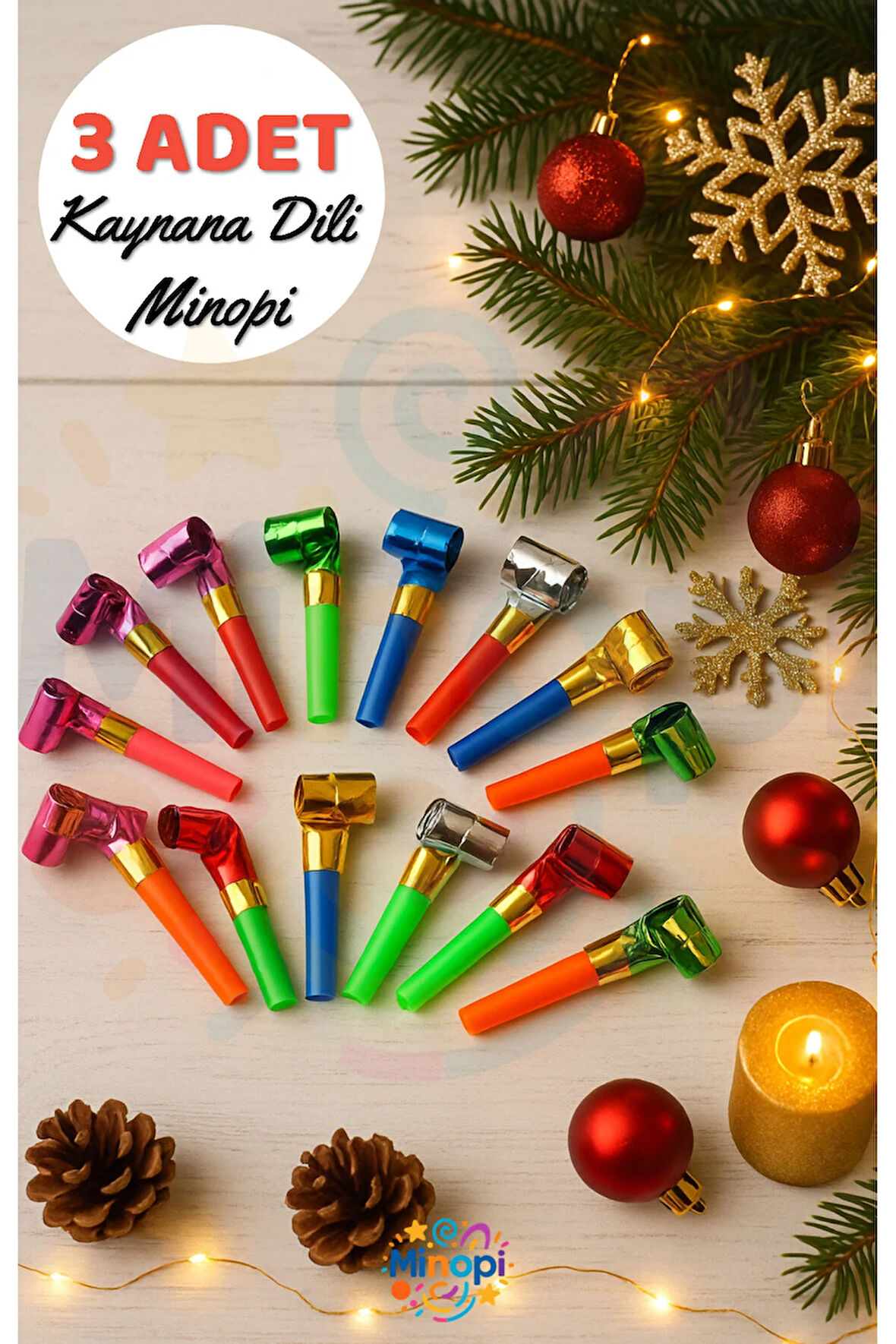 3 Adet Yılbaşı Uzayan Düdük Kaynana Dili Rengarenk Parti ve Doğum Günü Düdüğü