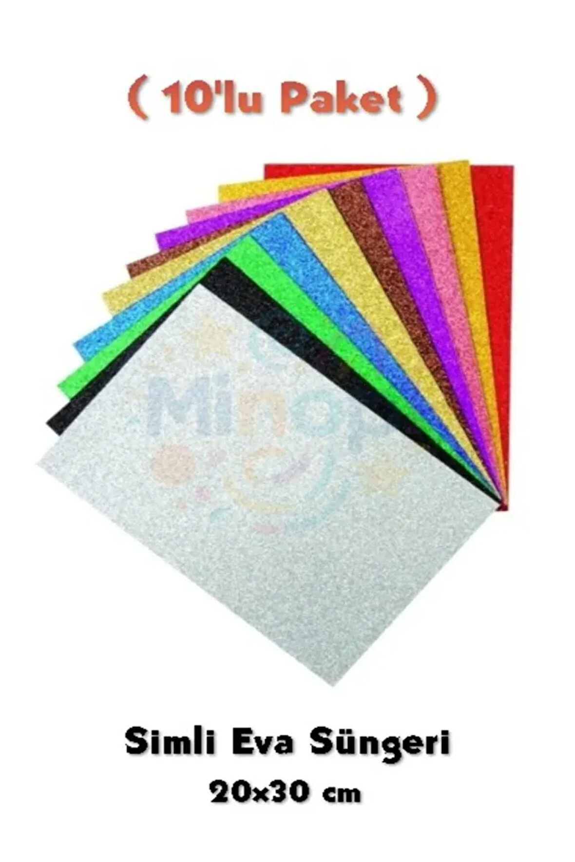 Karışık Renkli Simli Eva Süngeri 20x30 cm 10'lu Paket 1.5 mm