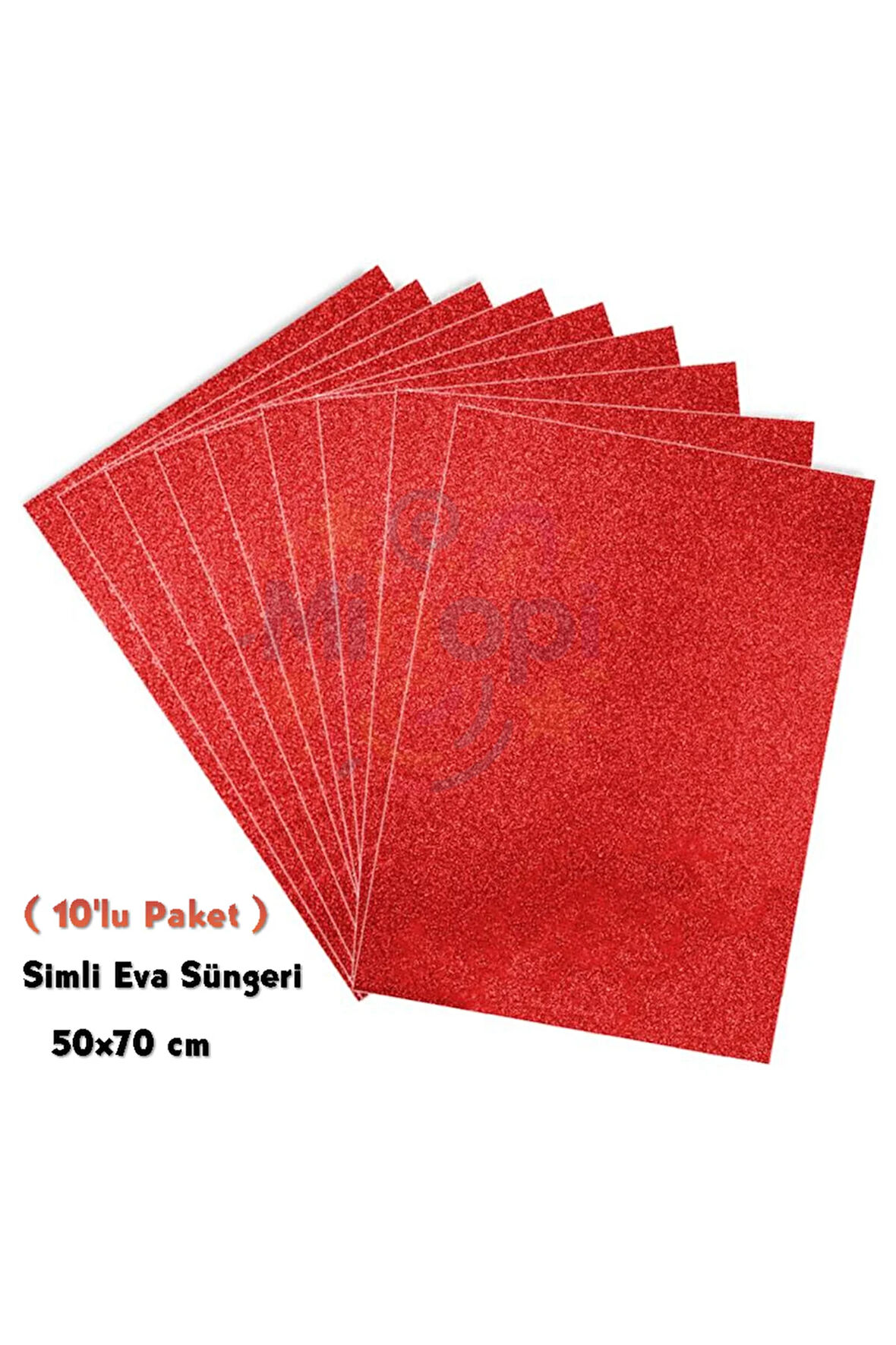 Kırmızı Renkli Simli Eva Süngeri 50X70 cm 10'lu Paket 1.5 mm