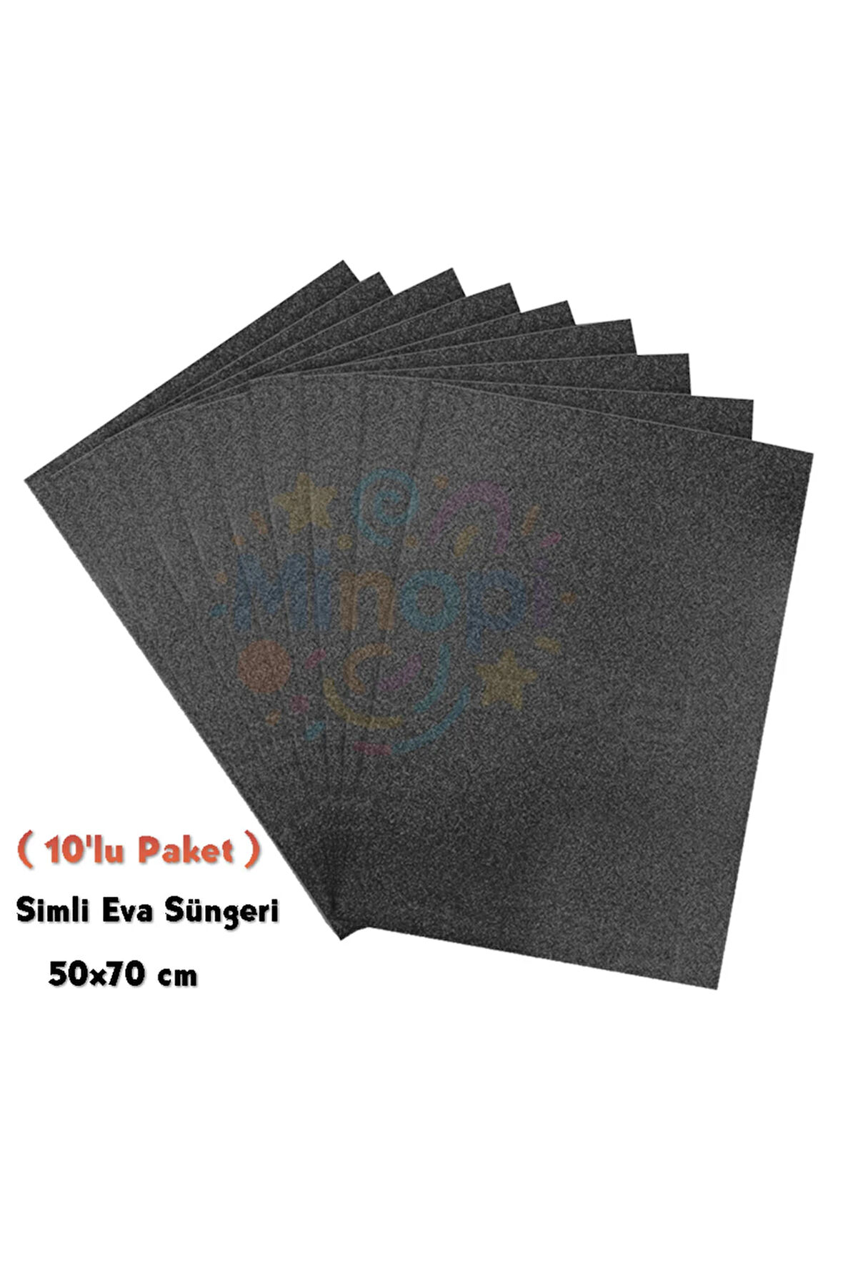 Siyah Renkli Simli Eva Süngeri 50X70 cm 10'lu Paket 1.5 mm