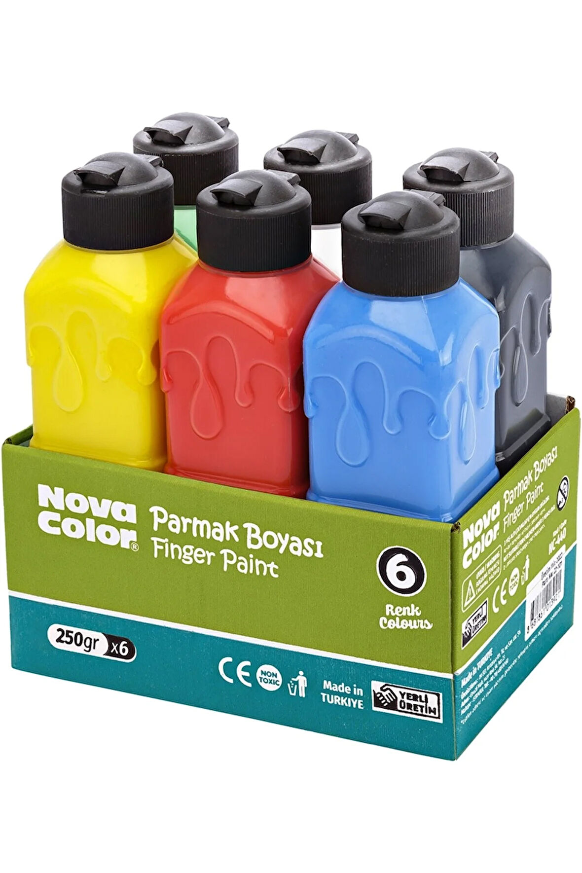 Parmak Boyası 6x250 ml Set - Kolay Silinebilir