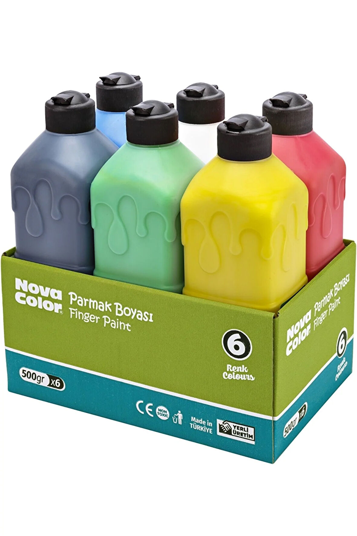 Parmak Boyası 6x500 ml Set - Kolay Silinebilir