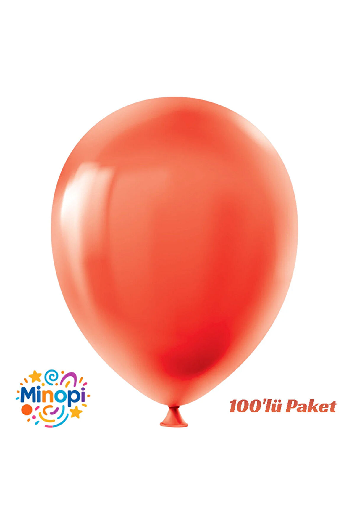 Kırmızı Balon Desensiz Renkli Lateks Balon Normal Ebat 100'lü Paket