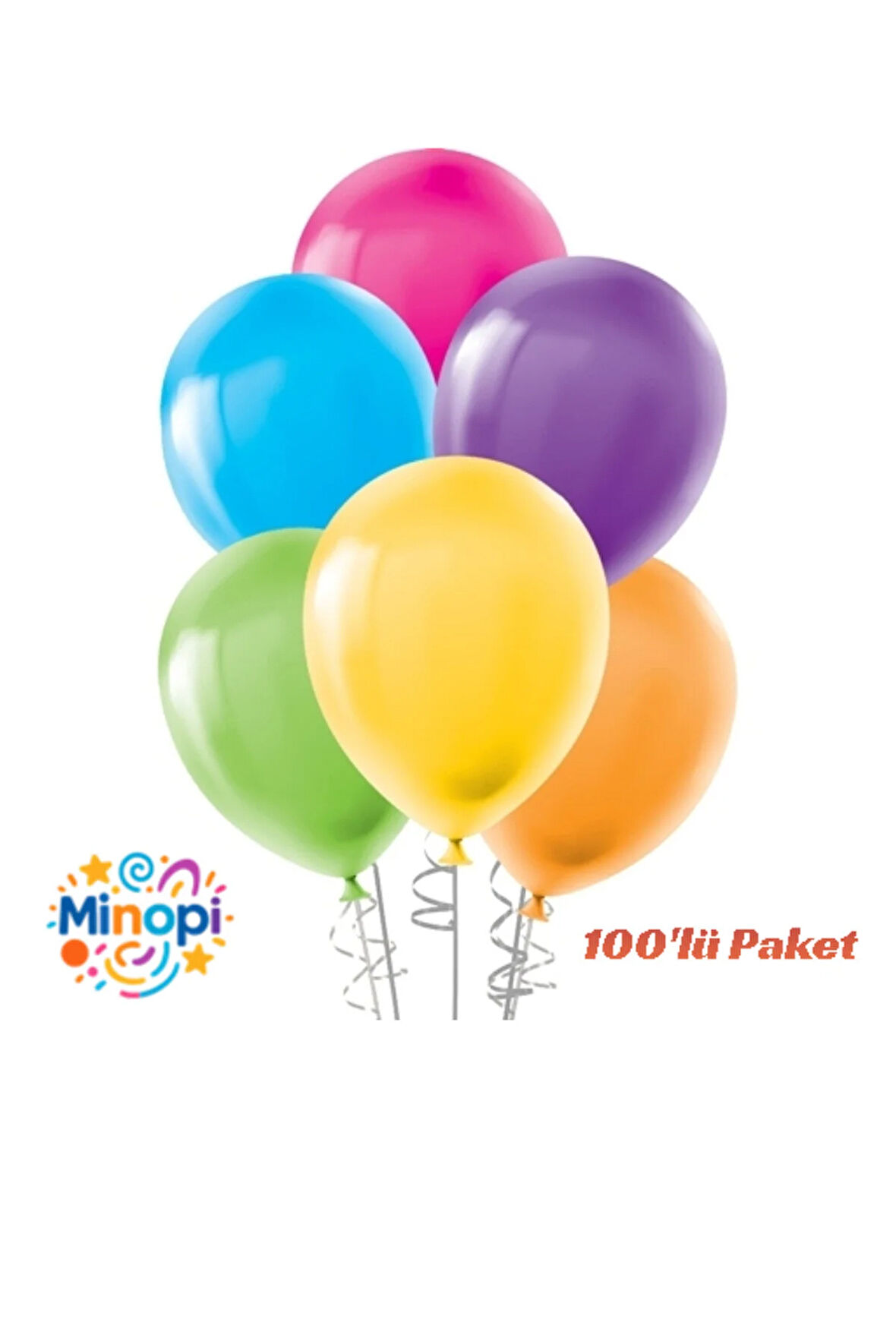 Karışık Balon Desensiz Renkli Lateks Balon Normal Ebat 100'lü Paket