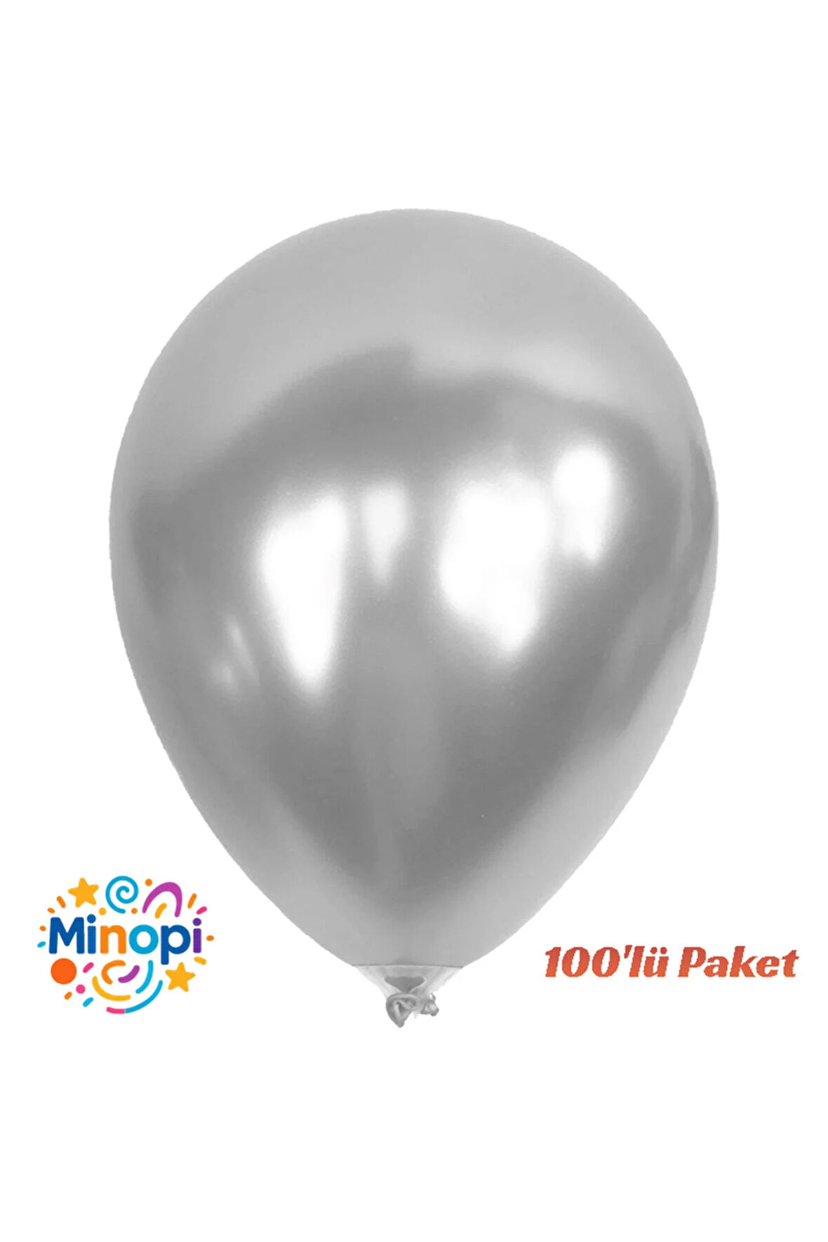 Gümüş Balon Desensiz Renkli Balon Metalik Balon Normal Ebat 100'lü Paket