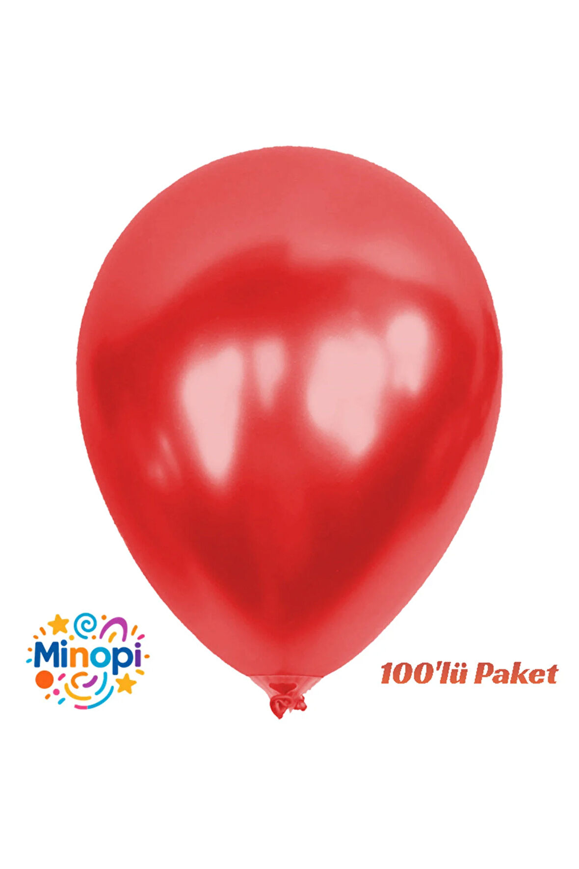 Kırmızı Balon Desensiz Renkli Balon Metalik Balon Normal Ebat 100'lü Paket