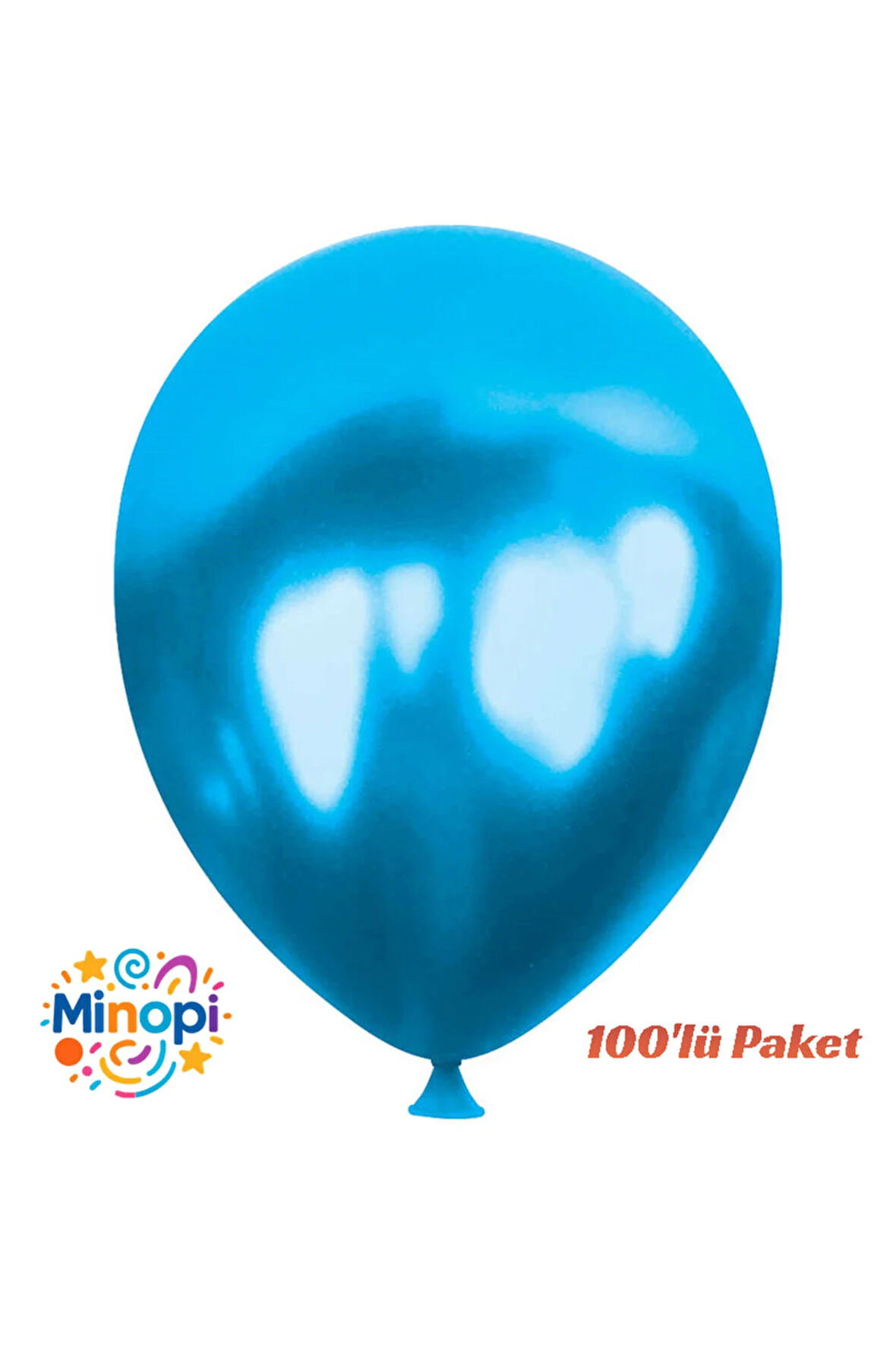 Mavi Balon Desensiz Renkli Balon Metalik Balon Normal Ebat 100'lü Paket
