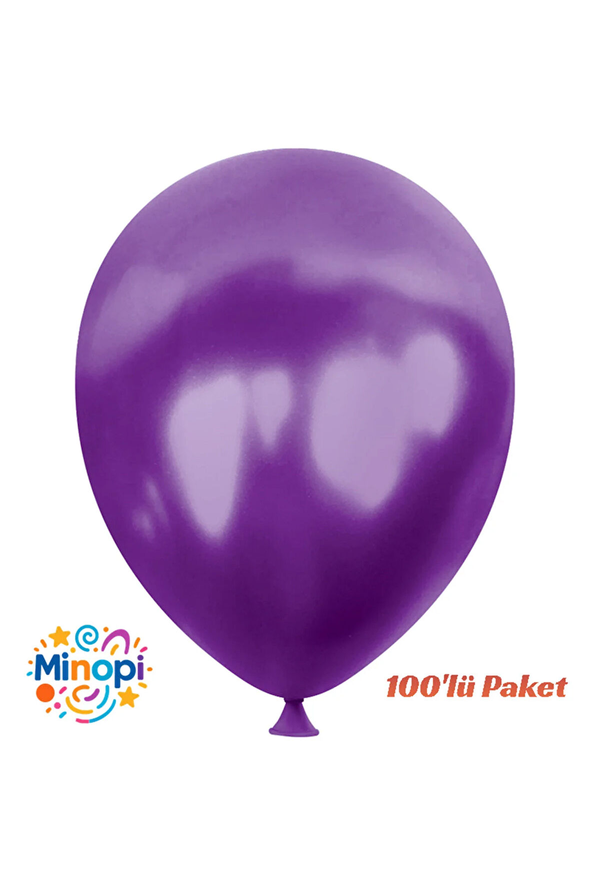 Mor Balon Desensiz Renkli Balon Metalik Balon Normal Ebat 100'lü Paket