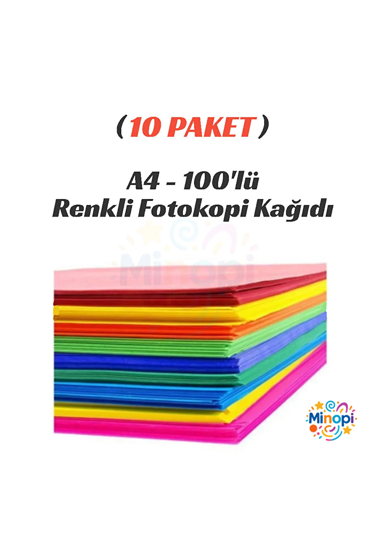 10 Paket Renkli Fotokopi Kağıdı Renkli A4 Kağıdı Paketi 100'lü