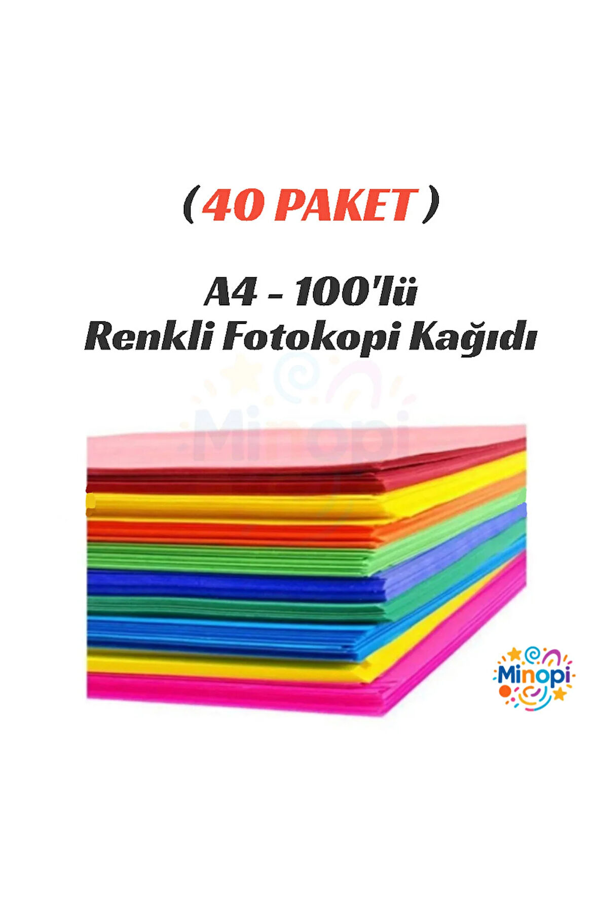 40 Paket Renkli Fotokopi Kağıdı Renkli A4 Kağıdı Paketi 100'lü