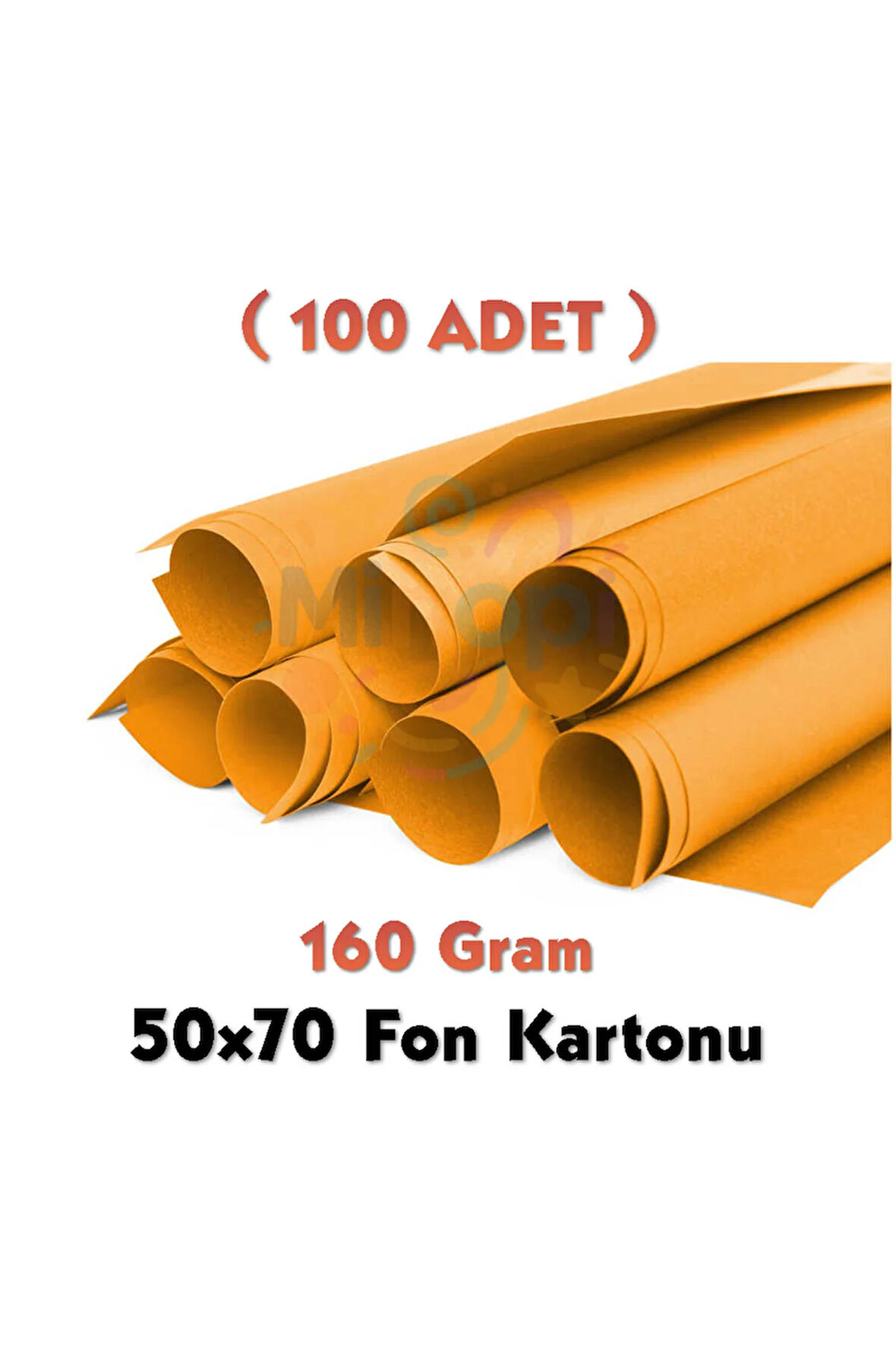 Turuncu Fon Kartonu 50x70 cm 100'lü Paket 160 gr Renkli Fon Kartonu