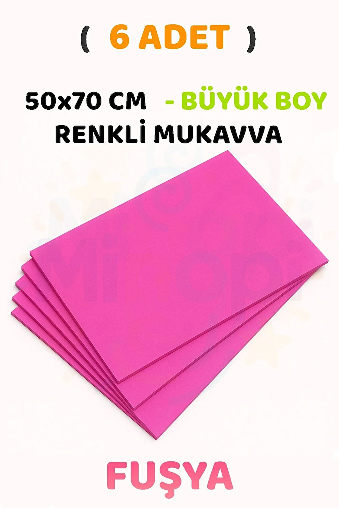 Fuşya Renkli Mukavva 6 Adet 50x70 cm Sert Karton Mukavva